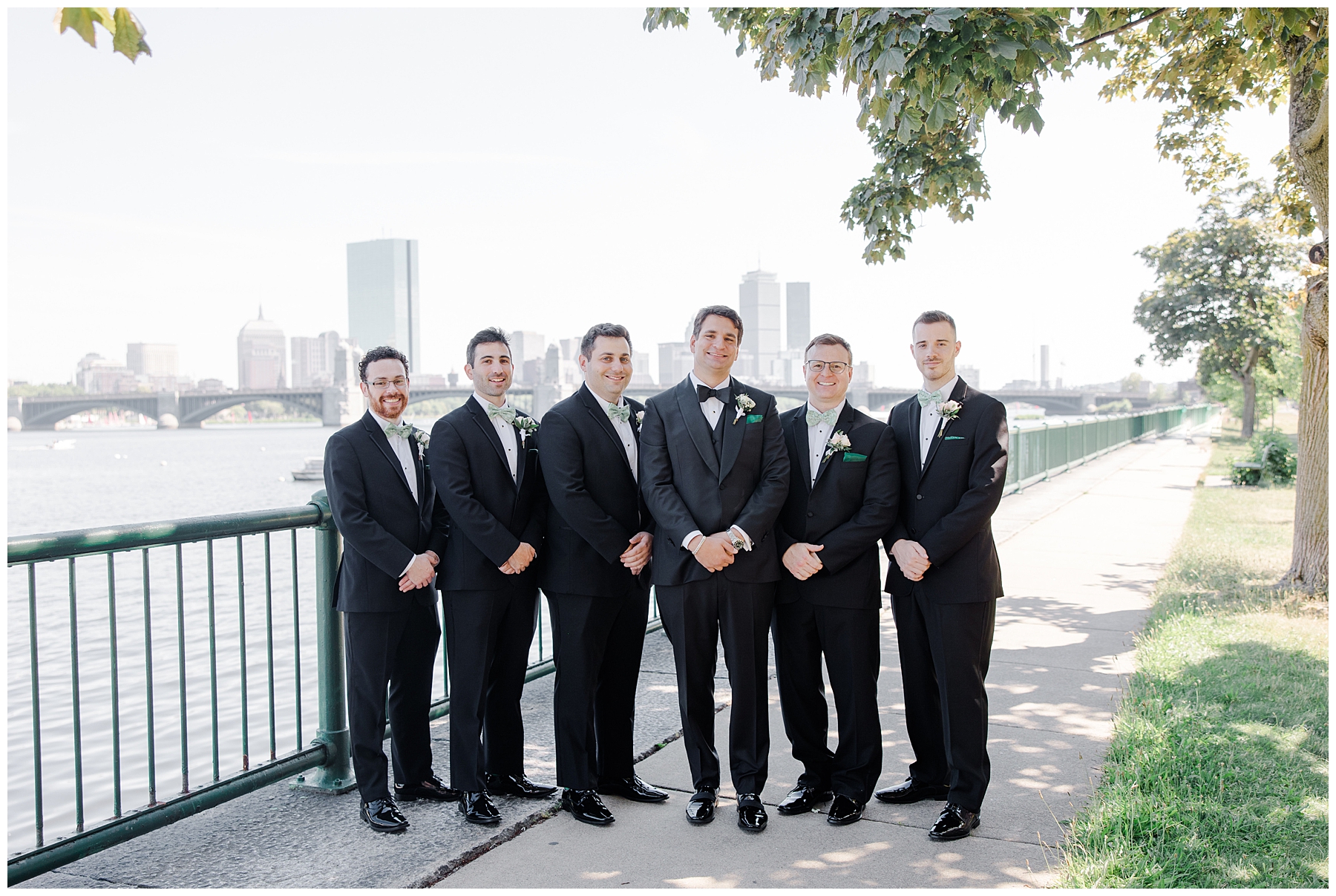 groom and groomsmen before Glamorous Royal Sonesta Wedding in Boston 