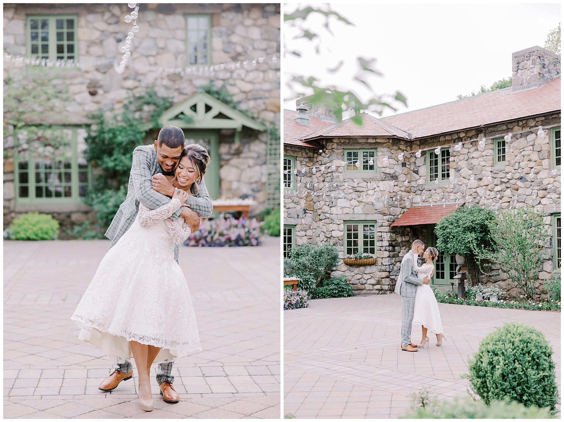 newlyweds dance and hug during wedding portraits at Dreamy Scotland in the Spring inspired Willowdale Estate Wedding