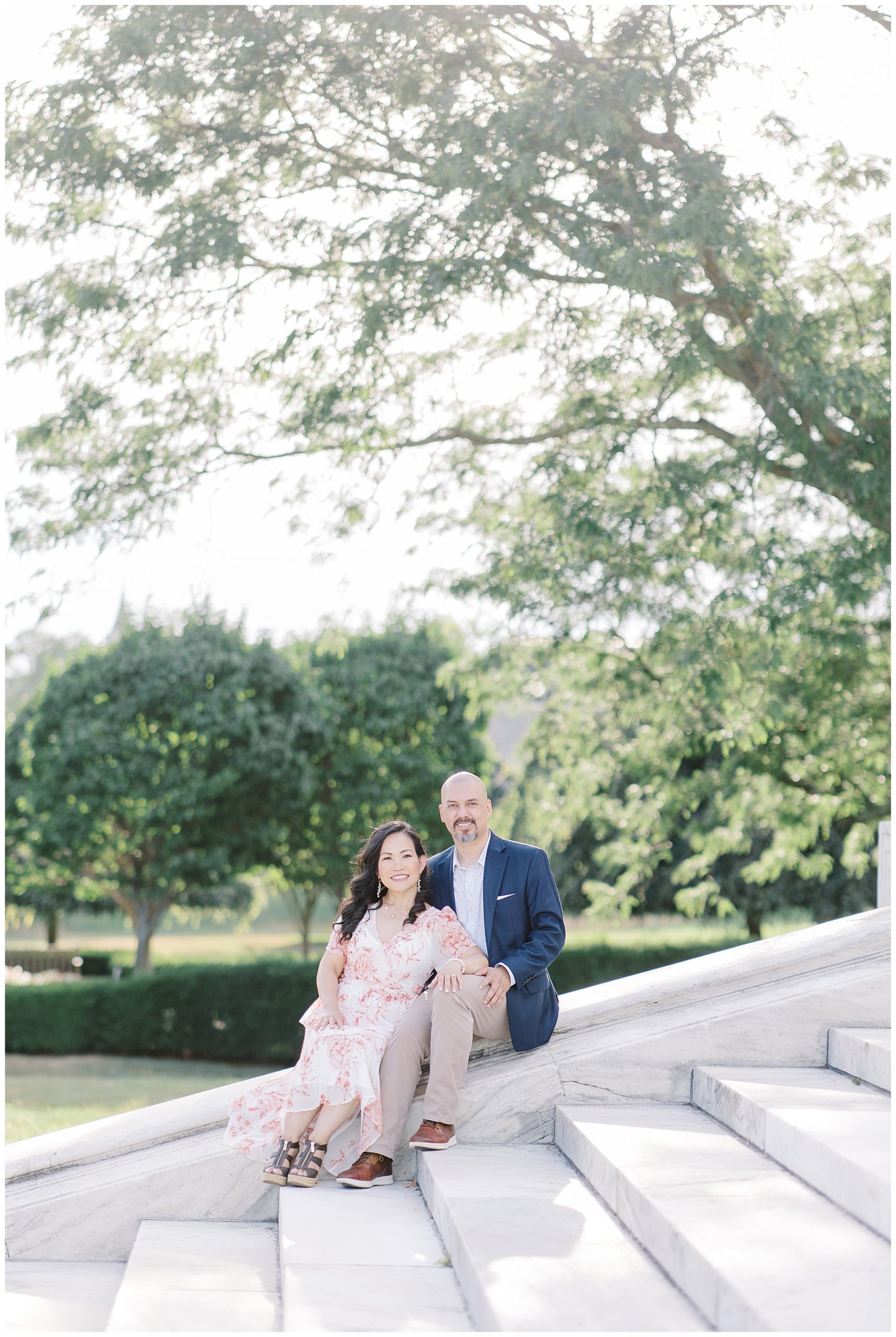 Rhode Island Engagement Session on steps to historic building 