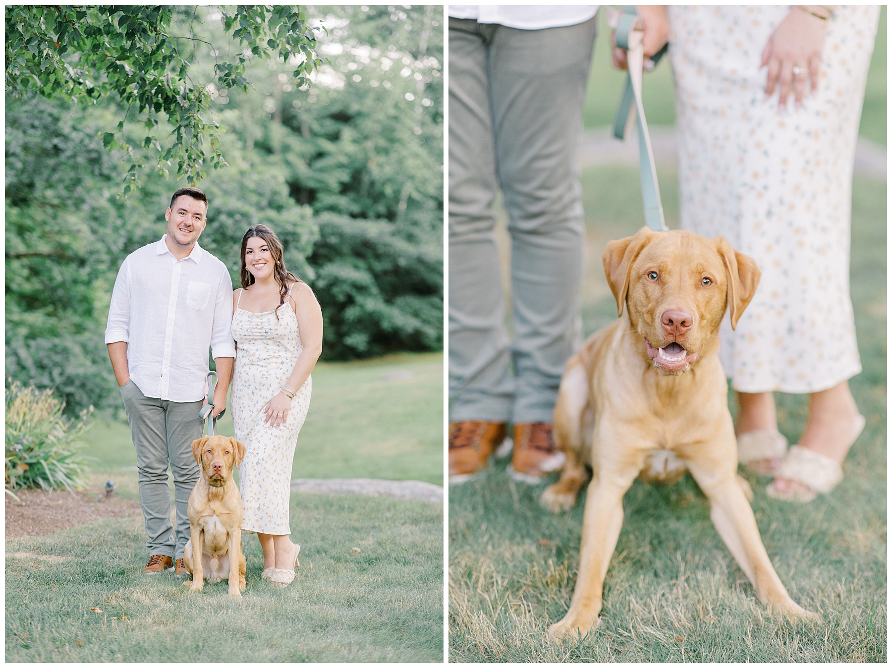 engagement portraits with couple's dog 