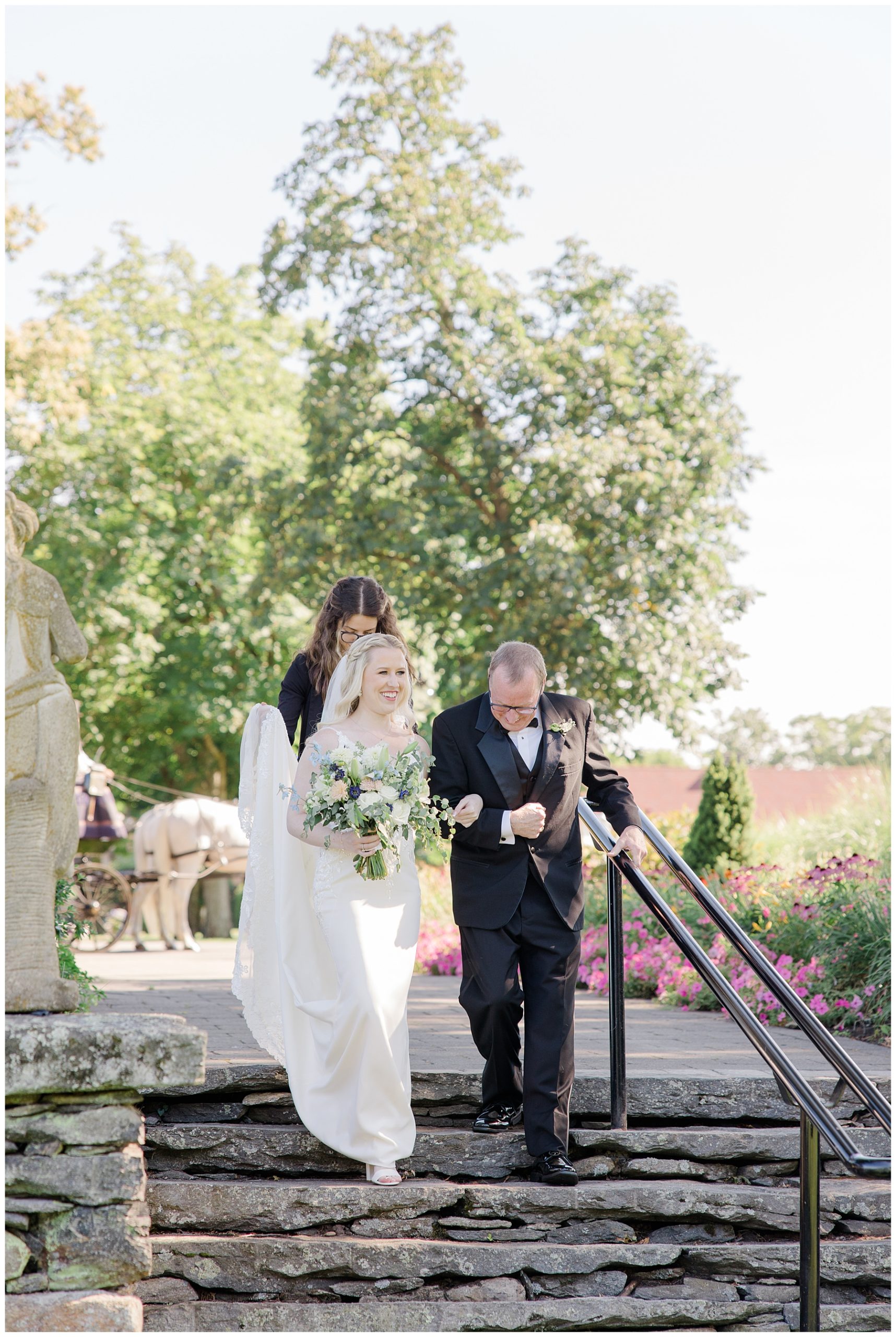 dad walking bride to wedding ceremony