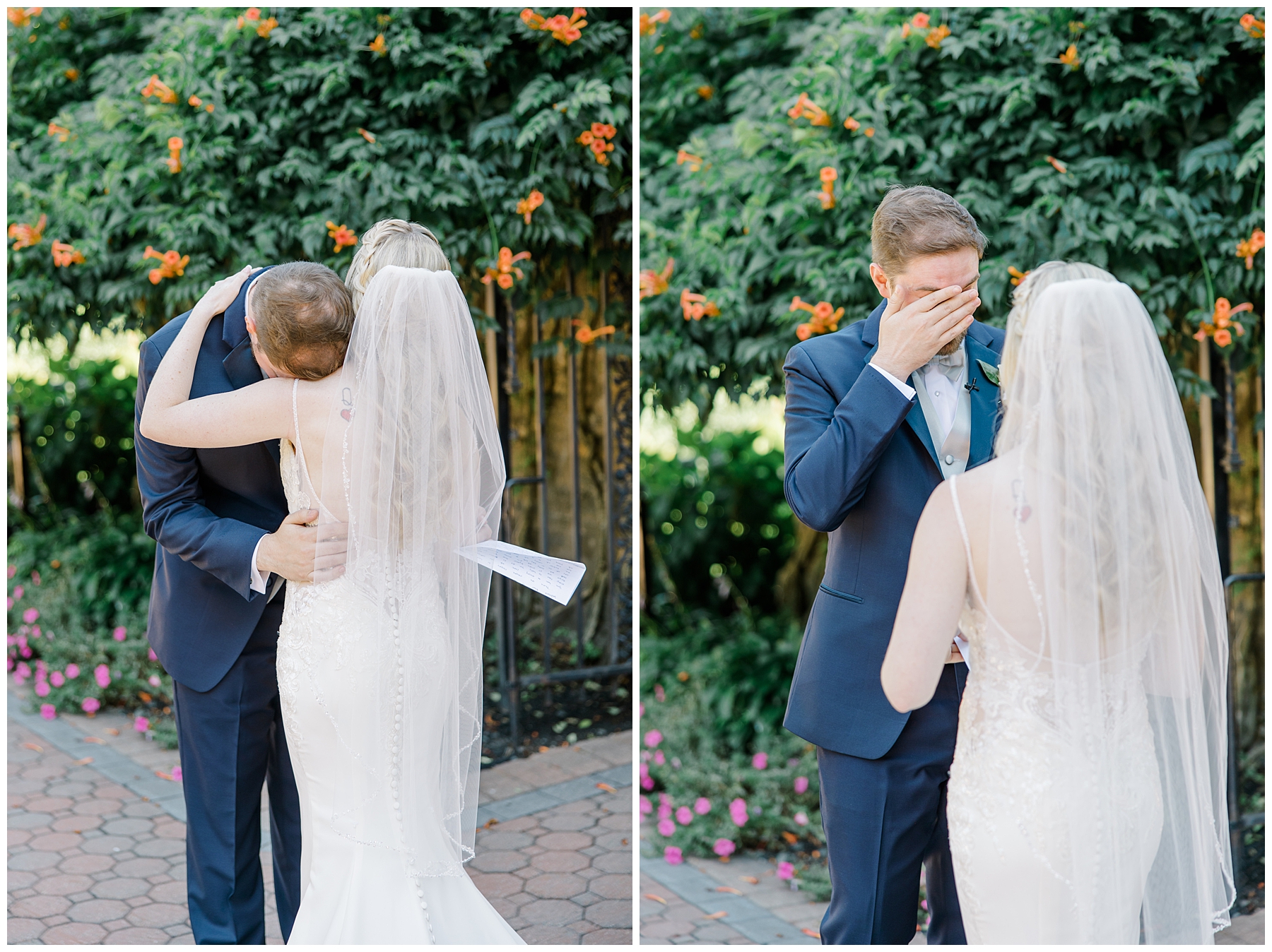 bride and groom share intimate moment before ceremony
