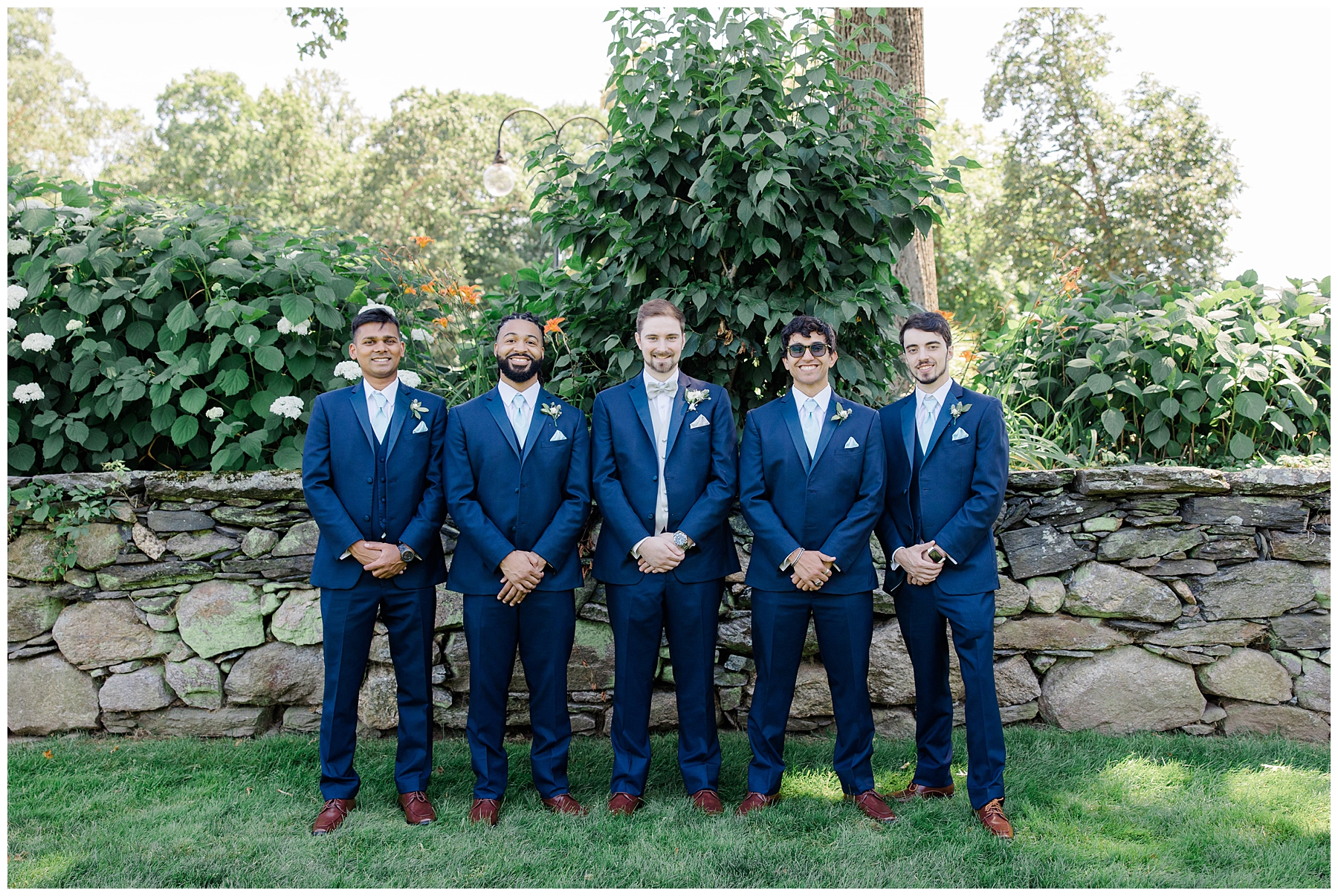 groom and groomsmen at Saint Clements Castle