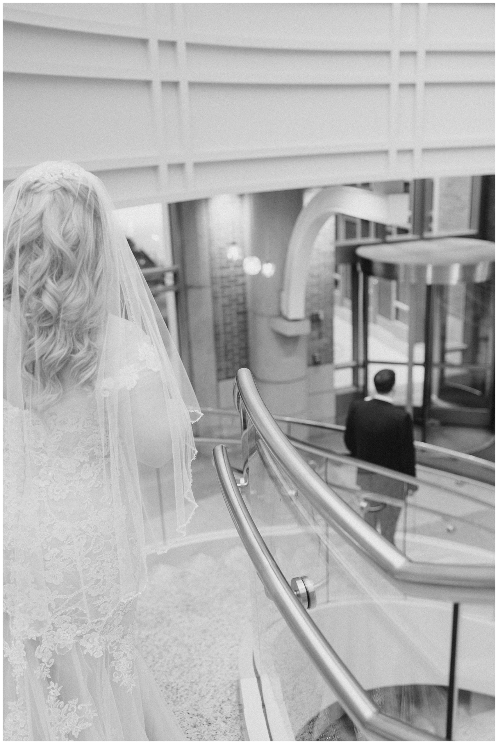 first look moment between bride and groom at seaport hotel