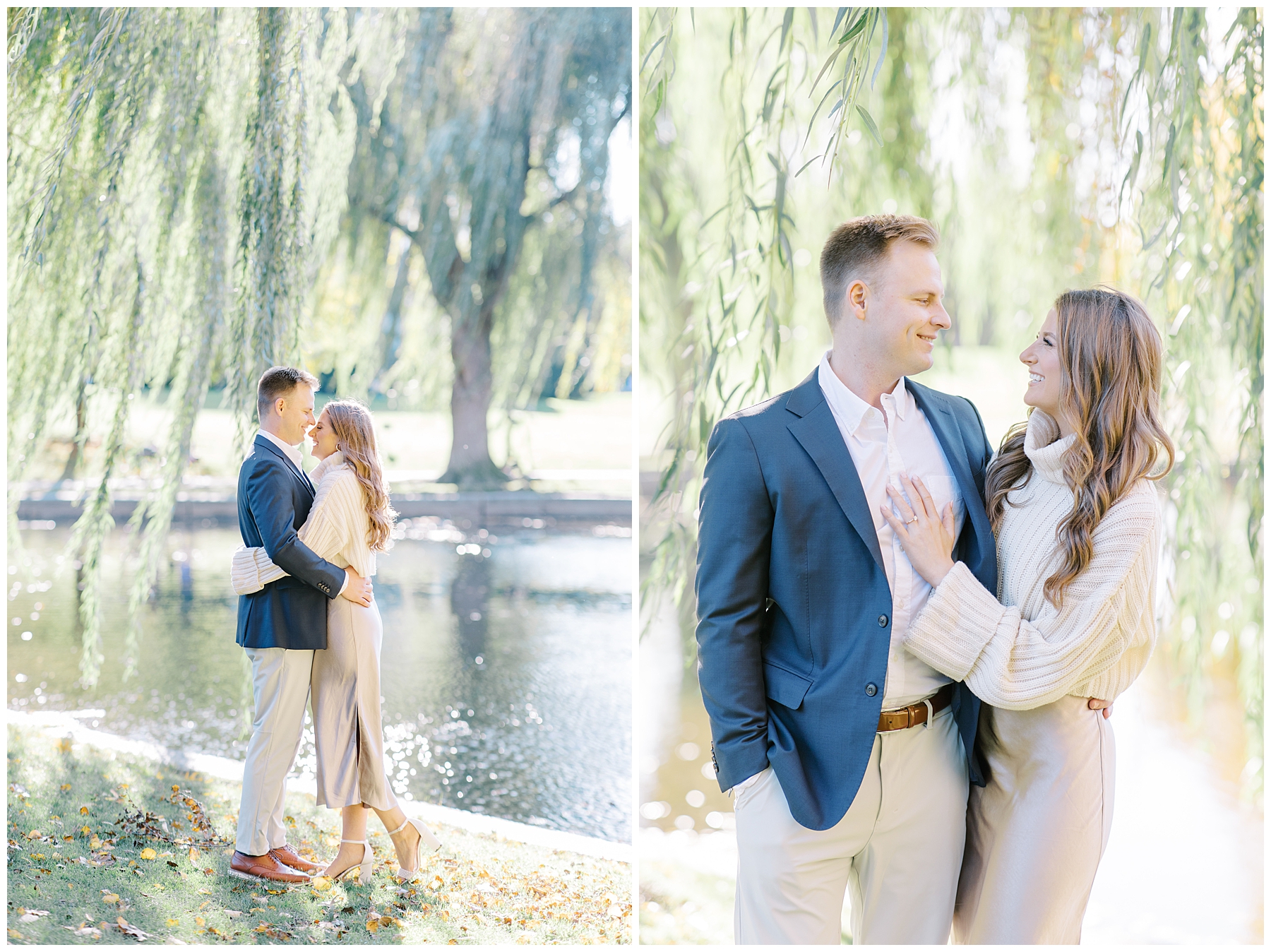 couple under romantic weeping willow tree