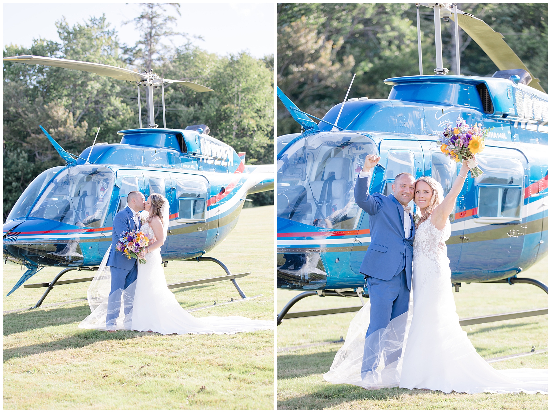 newlyweds take helicopter ride after wedding ceremony  