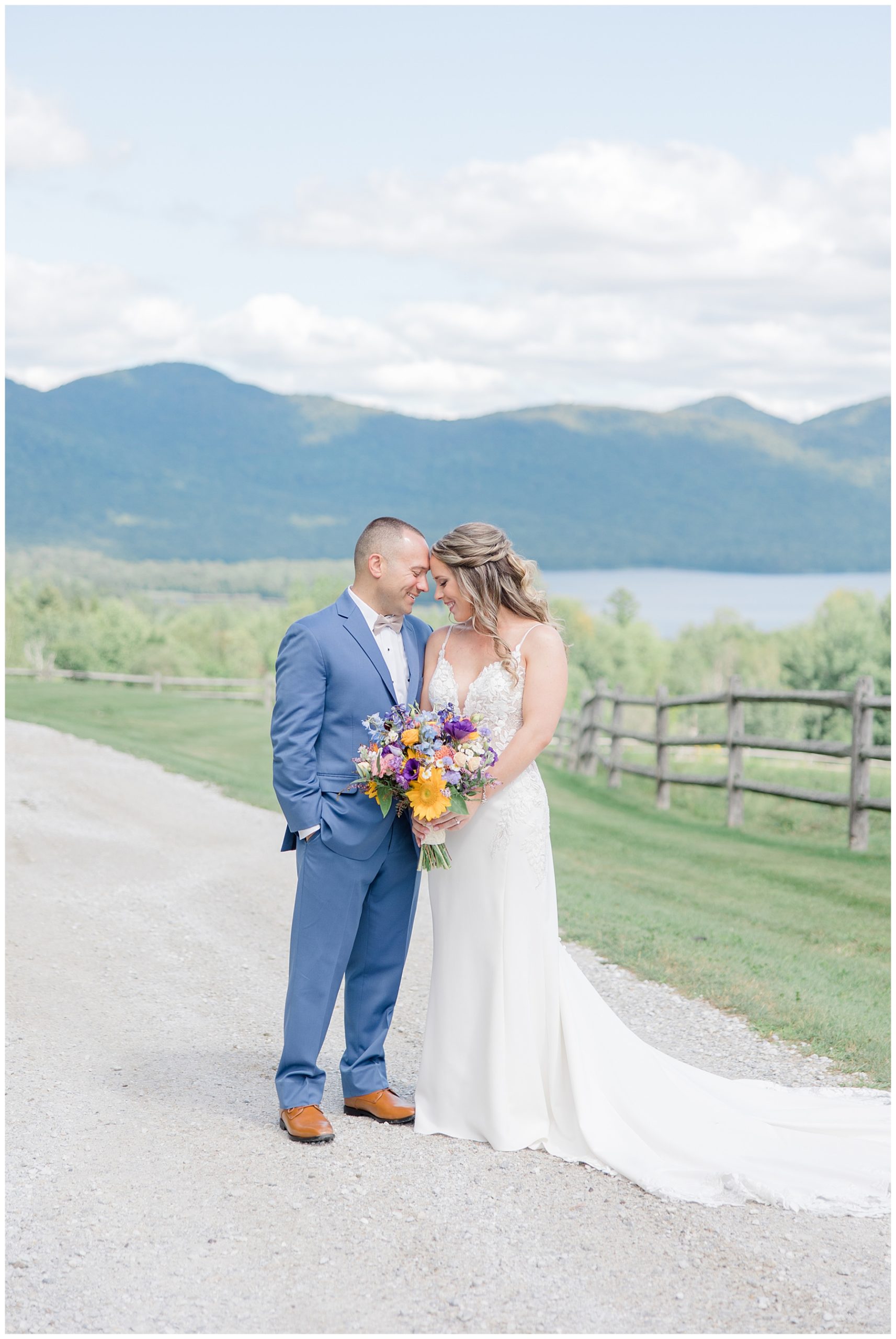 wedding portraits with mountains in background
