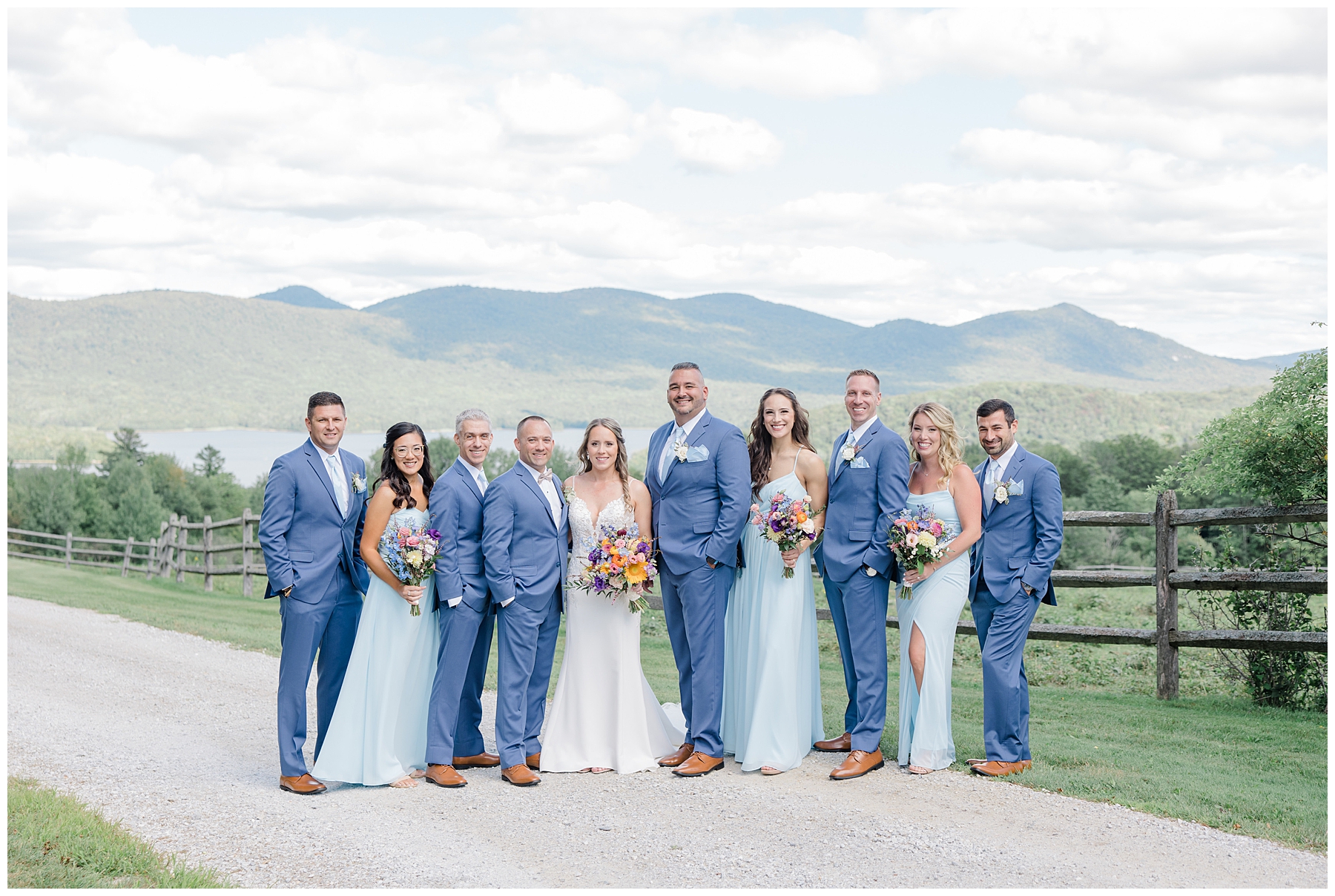 mountain wedding portraits with bridal party