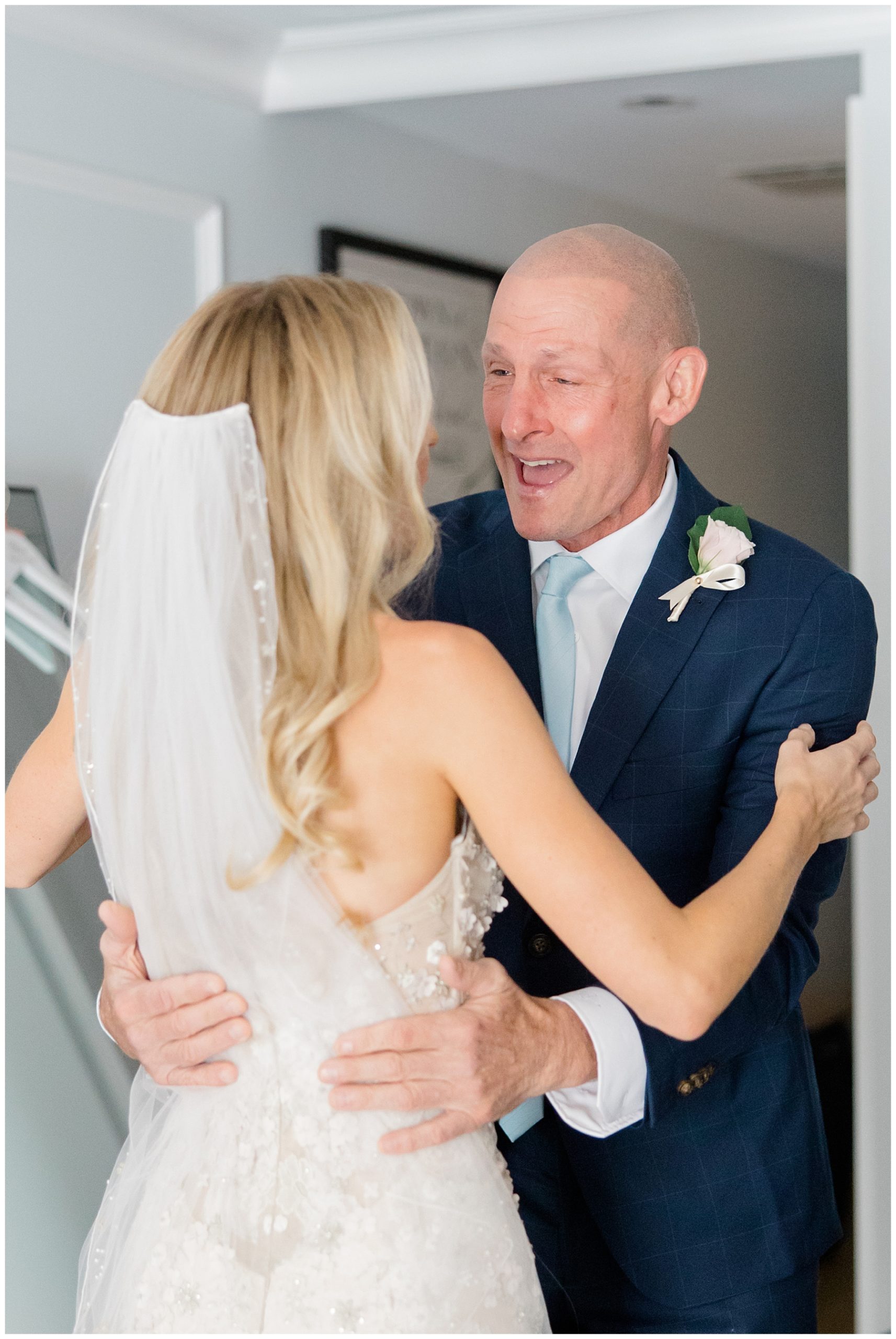 emotional first look between bride and dad at The Langham in Boston