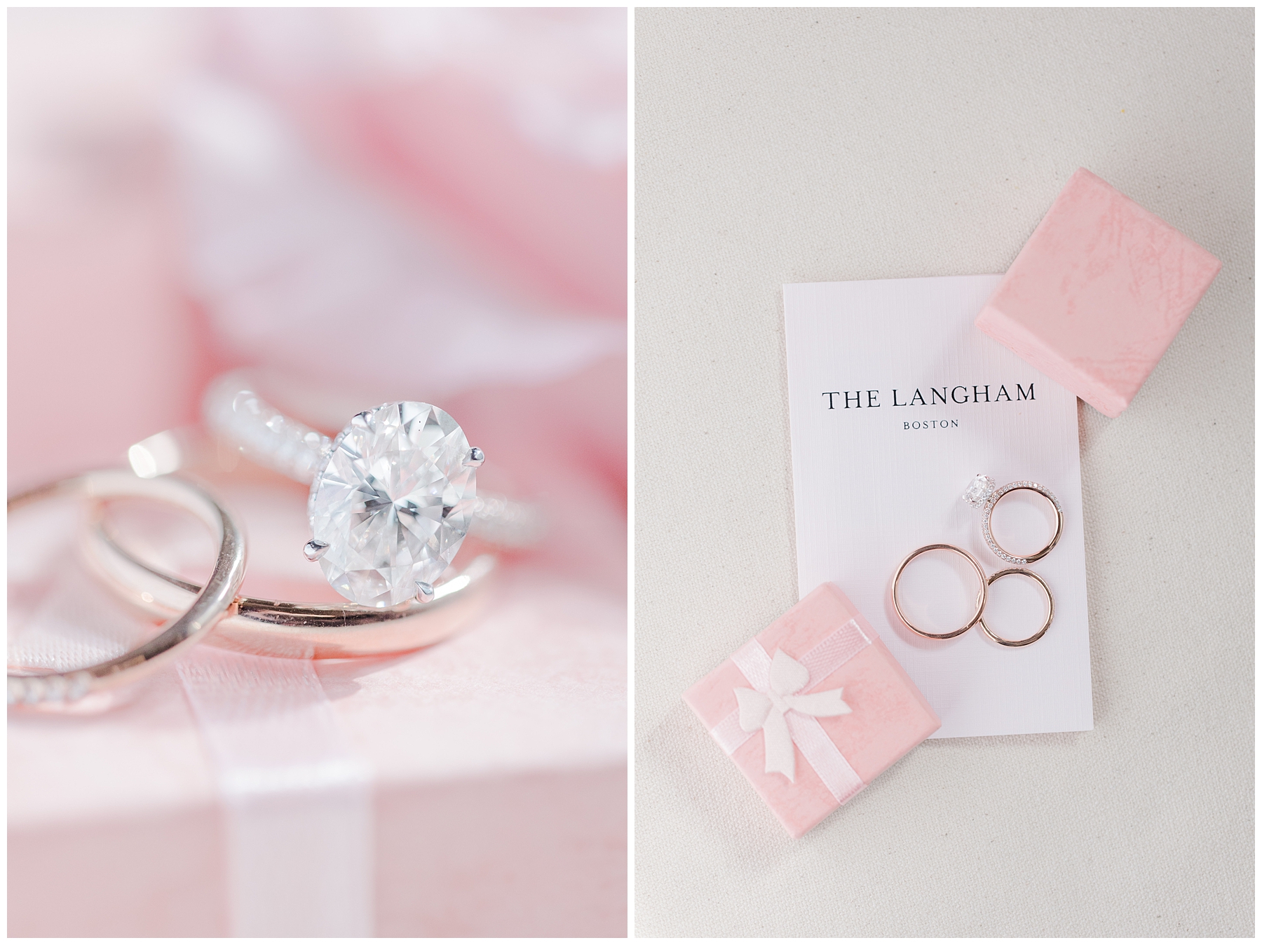 wedding rings and blush pink wedding details 