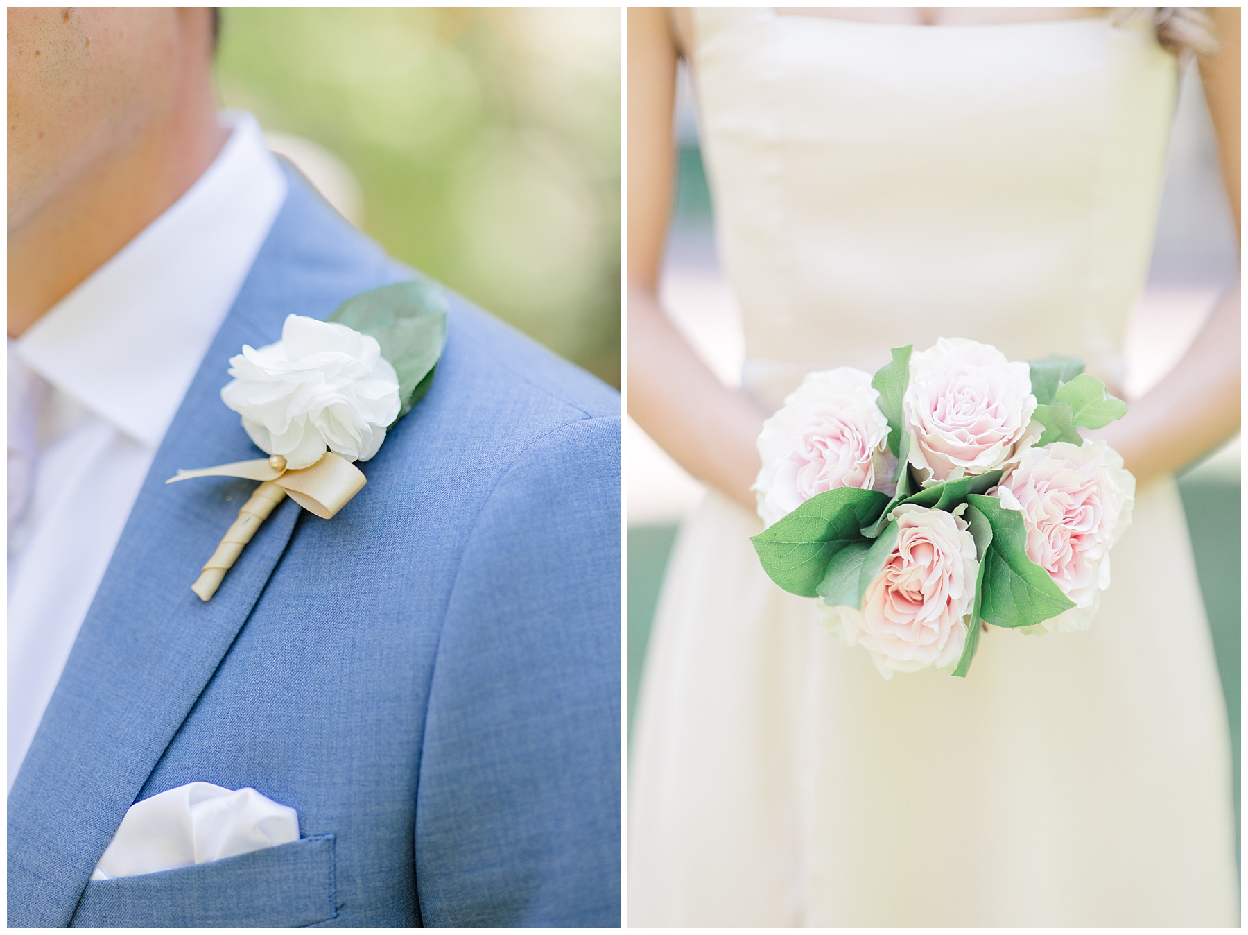 wedding flowers from bridal bouquet and groom's boutonniere 