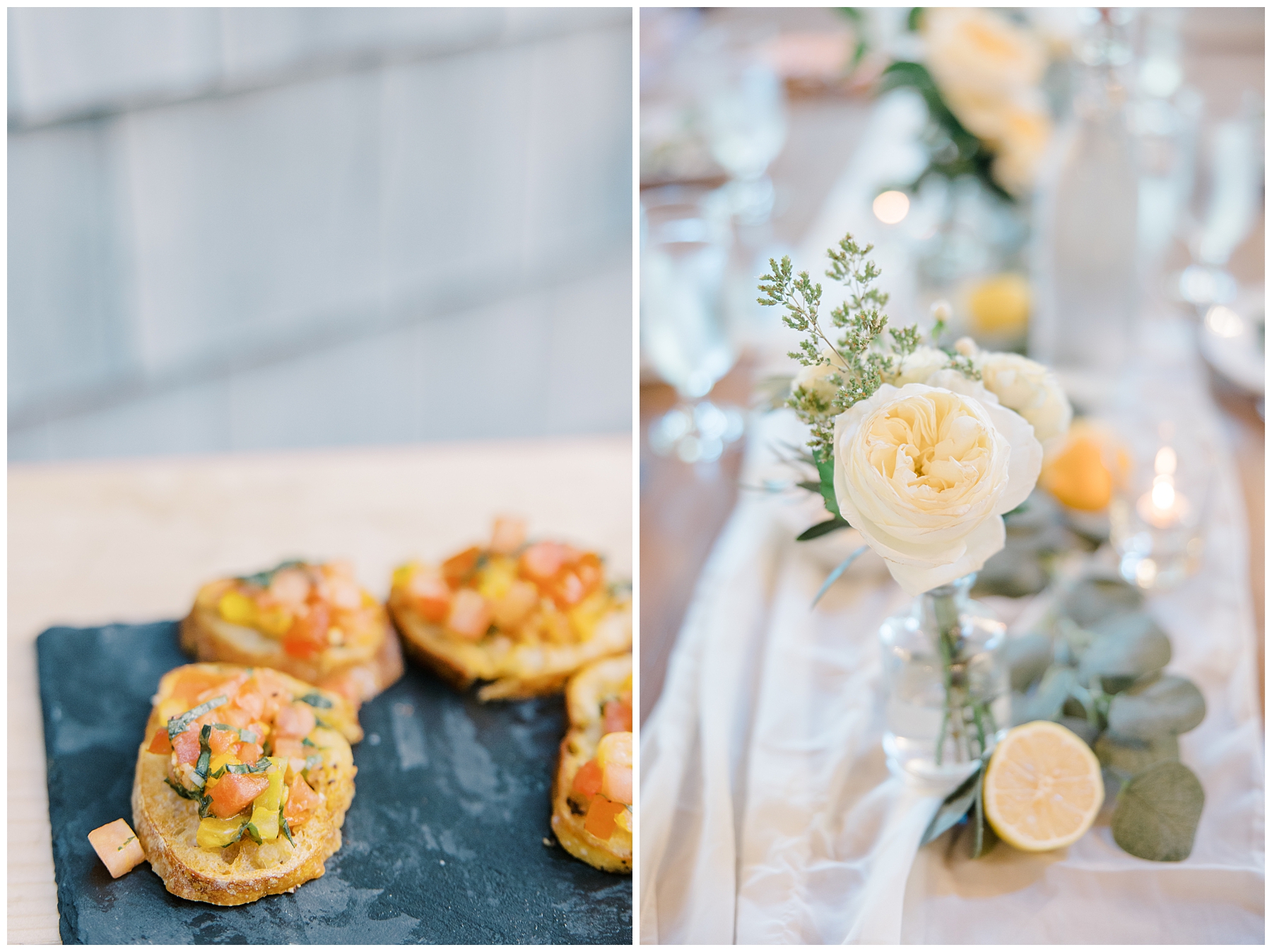 wedding appetizers and table setting