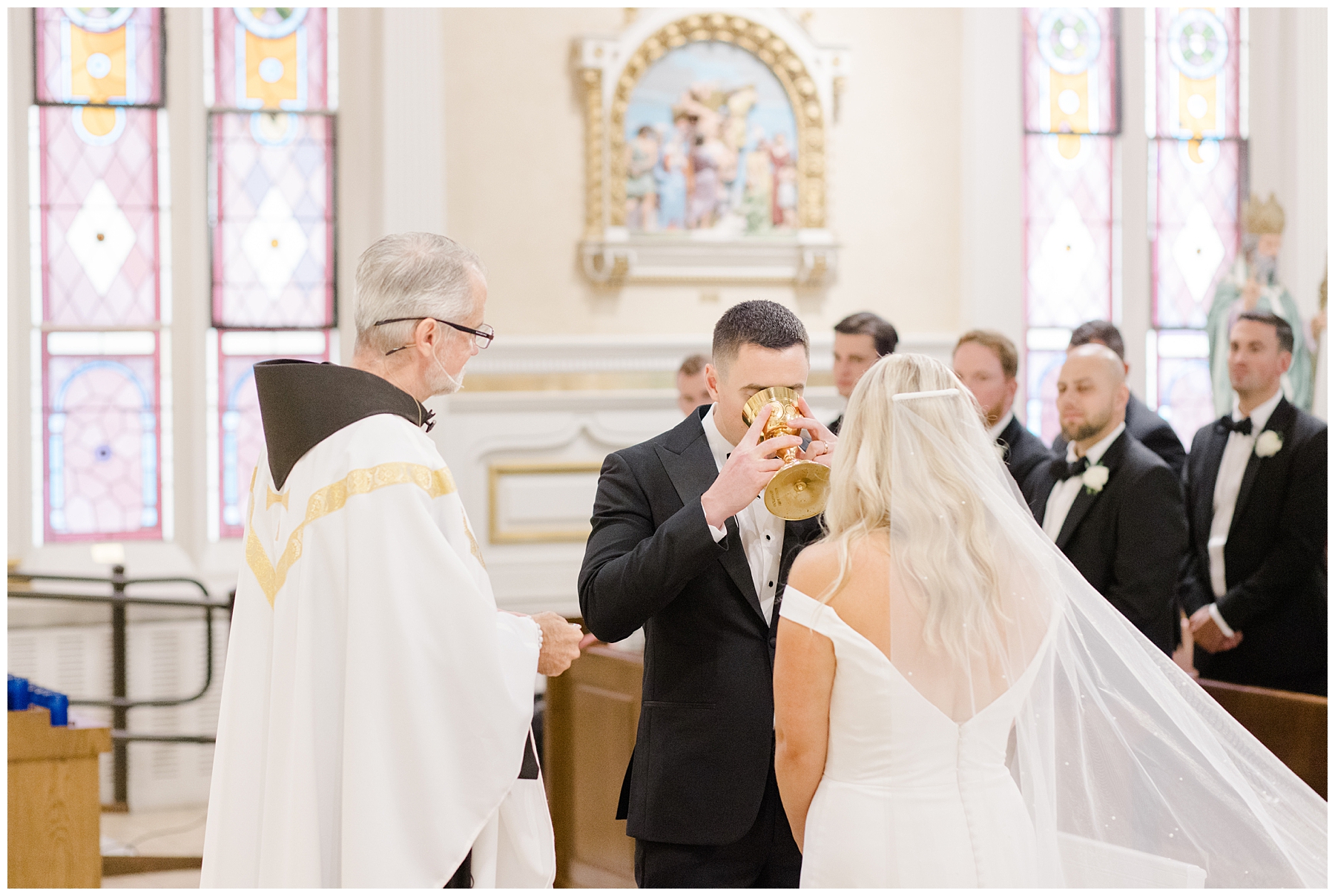 couple exchange vows during Boston City Dream Wedding