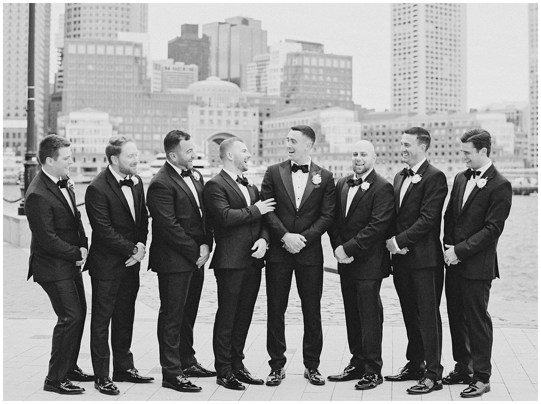 timeless wedding party of portraits of groomsmen
