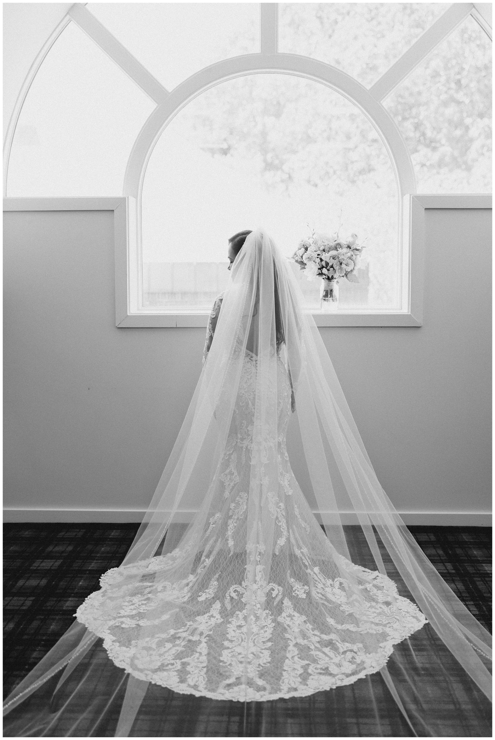 back of bride's wedding dress