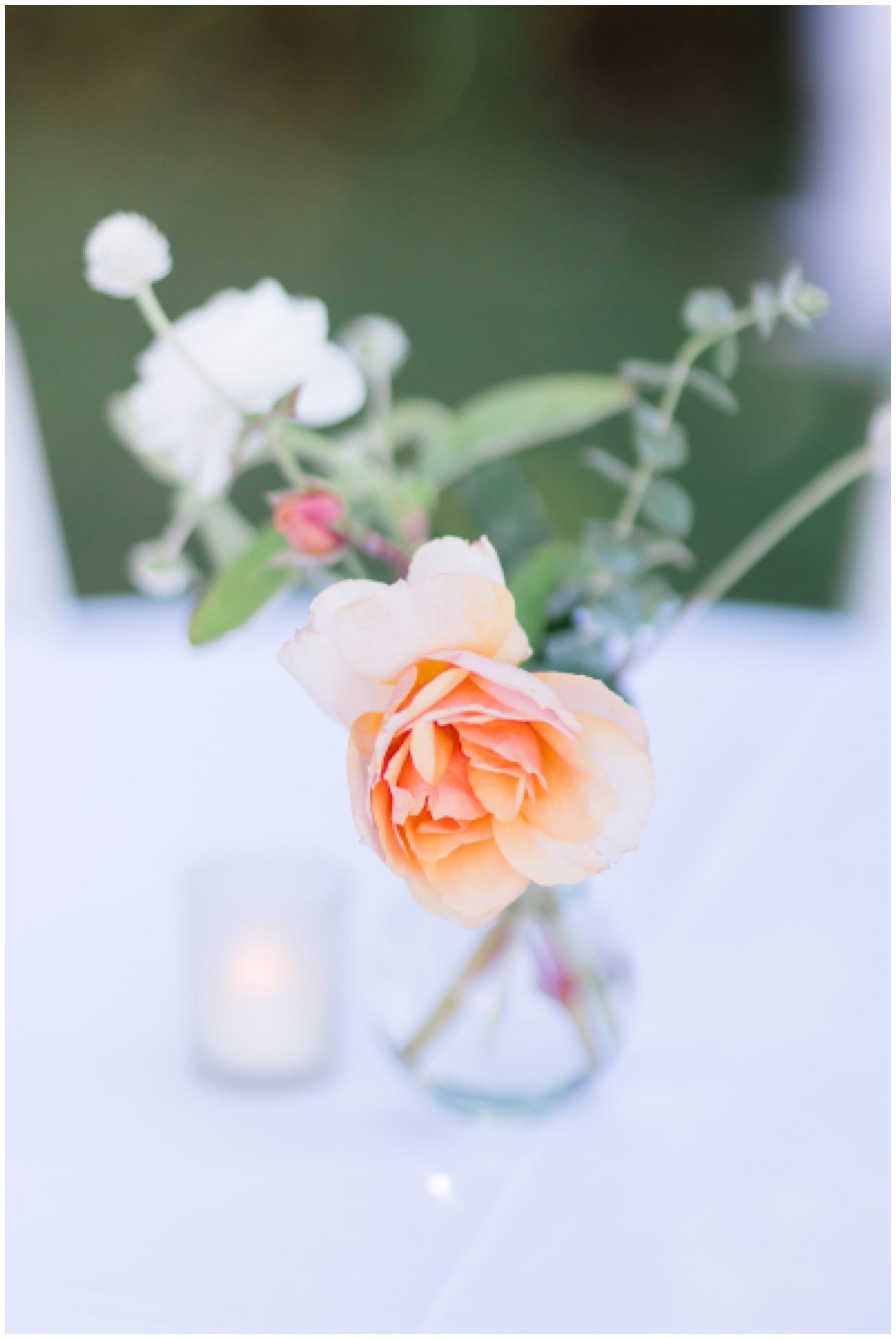 light and romantic flowers from wedding reception