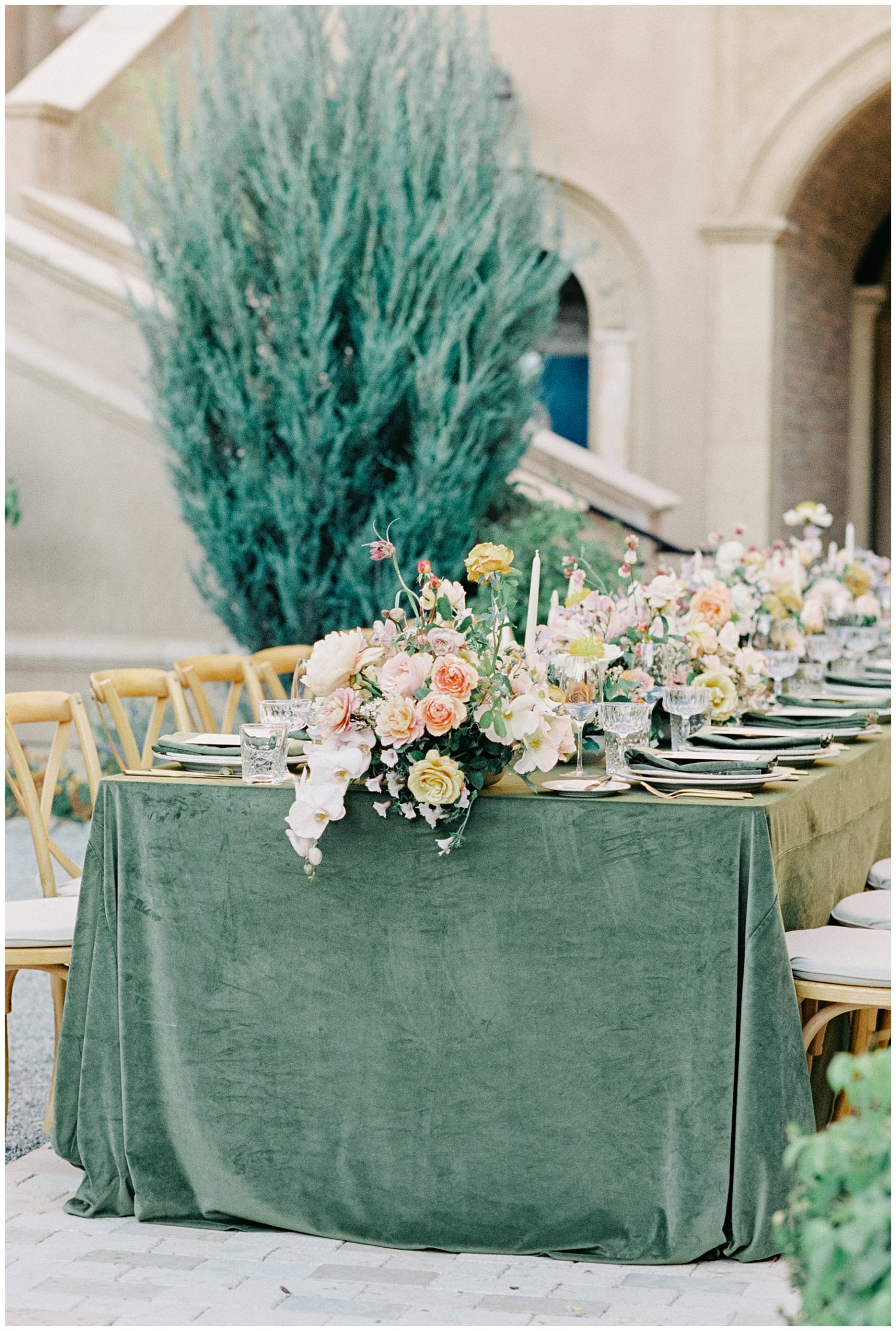 floral centerpieces and table setting 