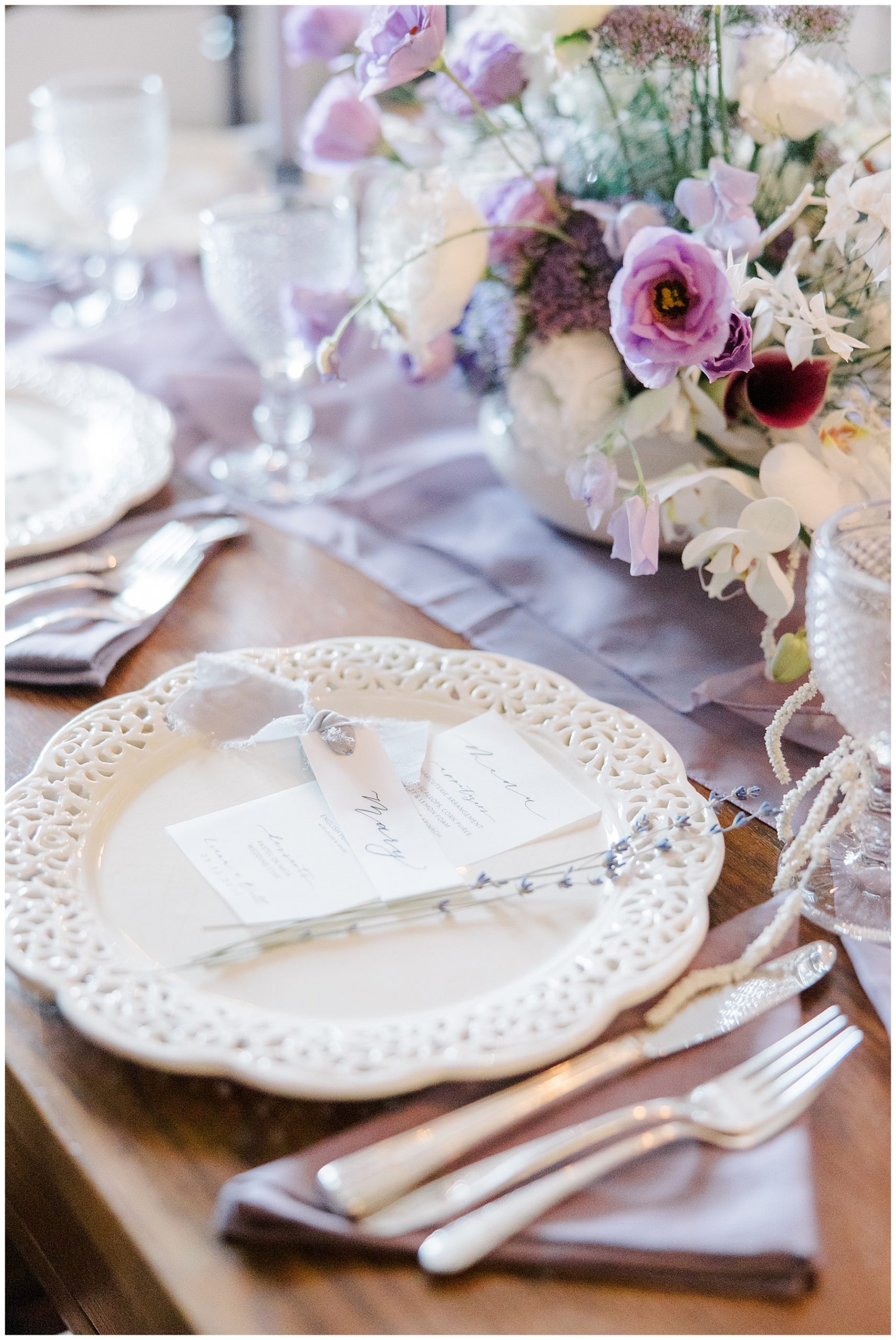 romantic table setting from wedding dinner in Portugal 