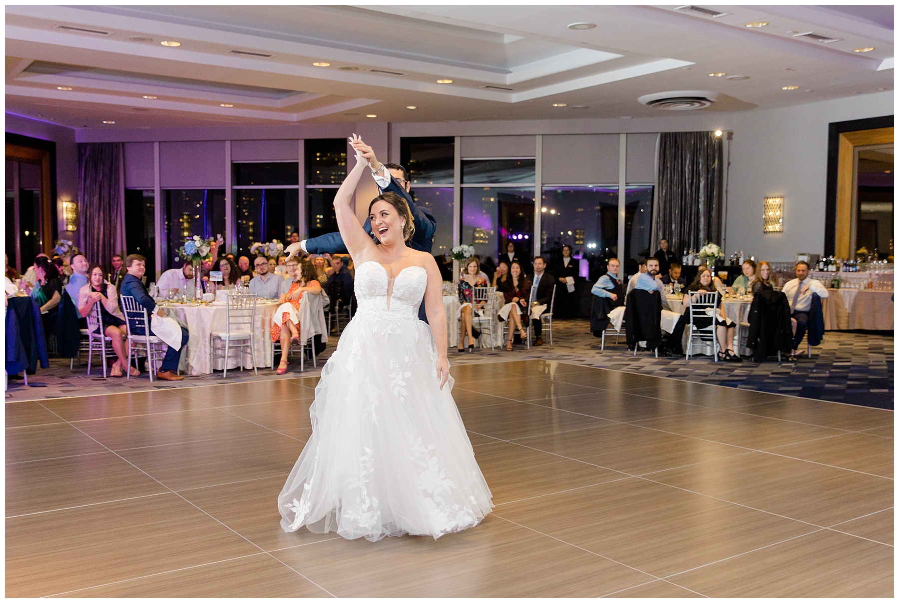 bride and groom on dance floor 