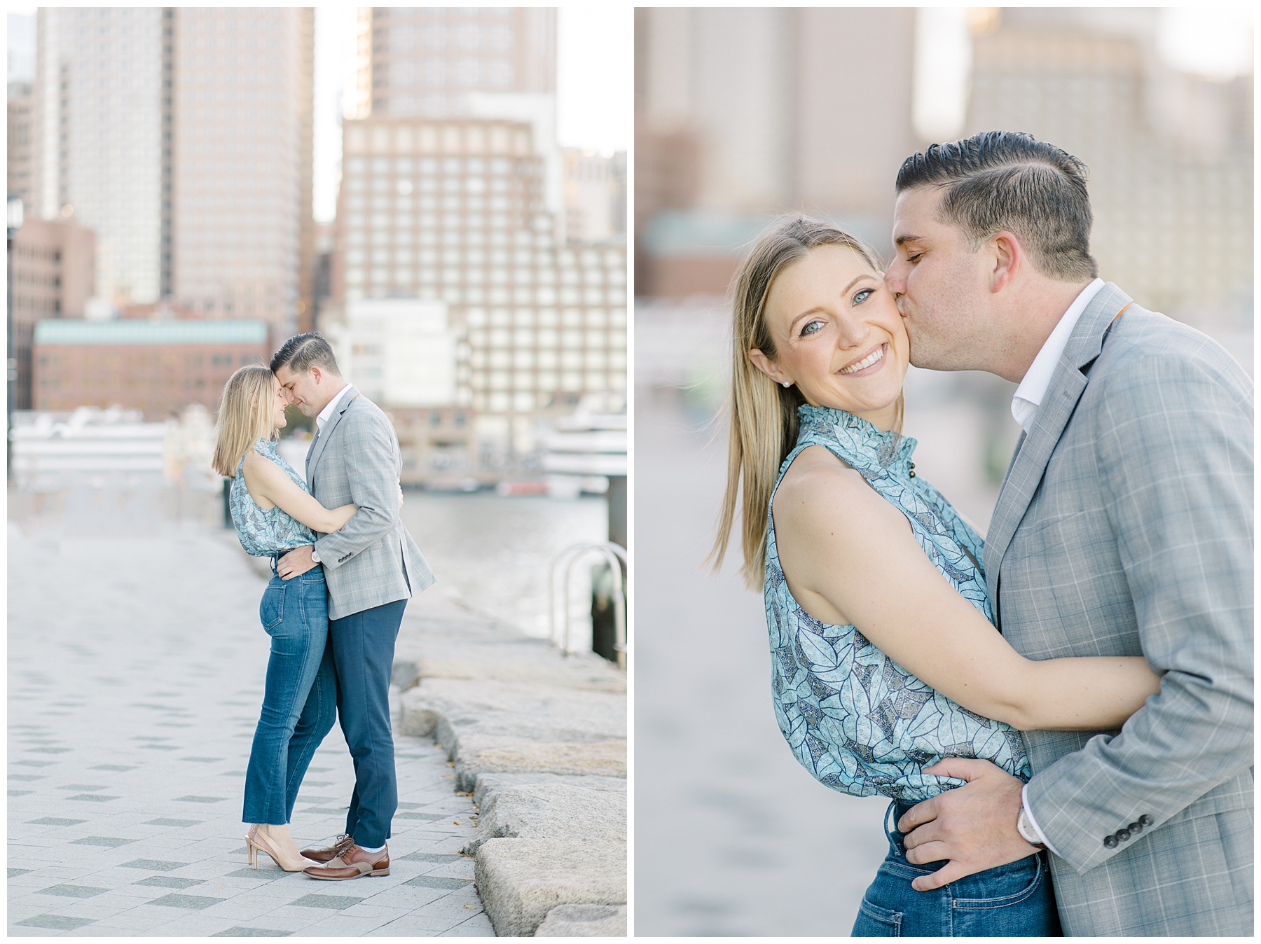 man kisses his fiance during engagement session