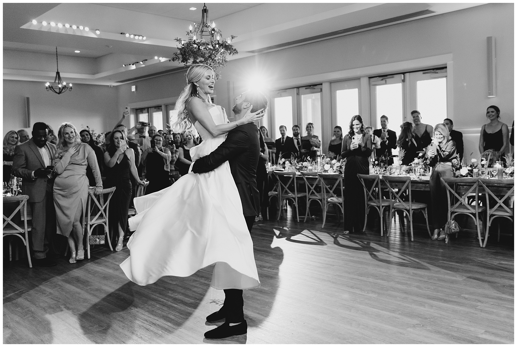 newlyweds take the dance floor at reception 