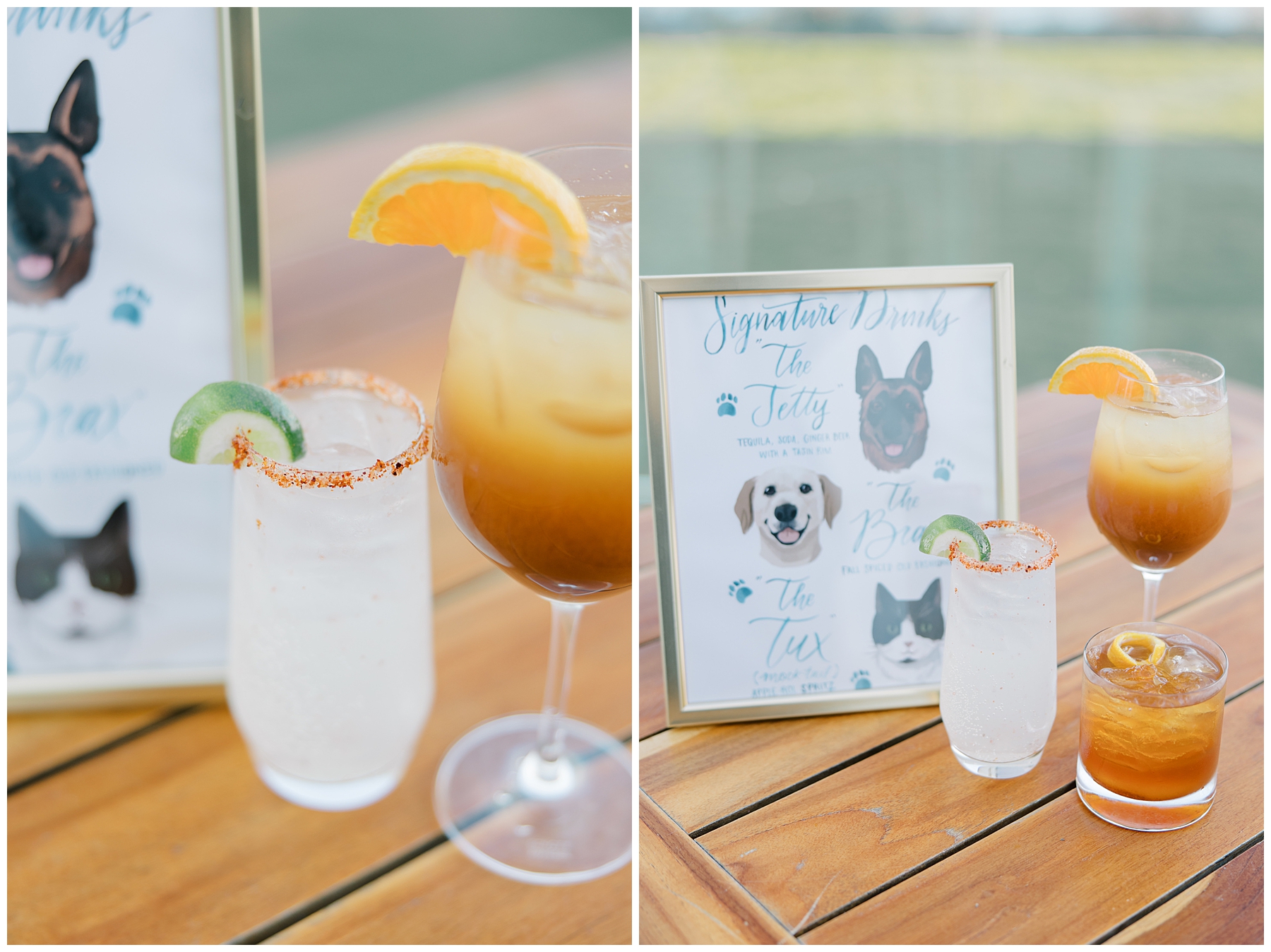 signature wedding drinks named after dogs 