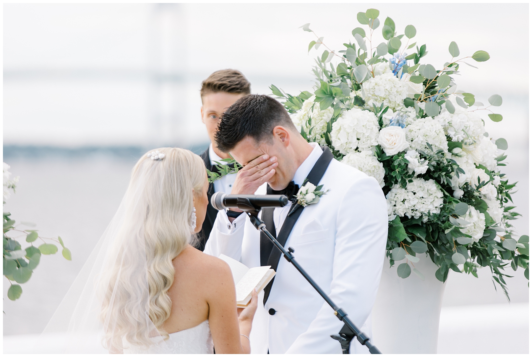 groom gets emotional during wedding