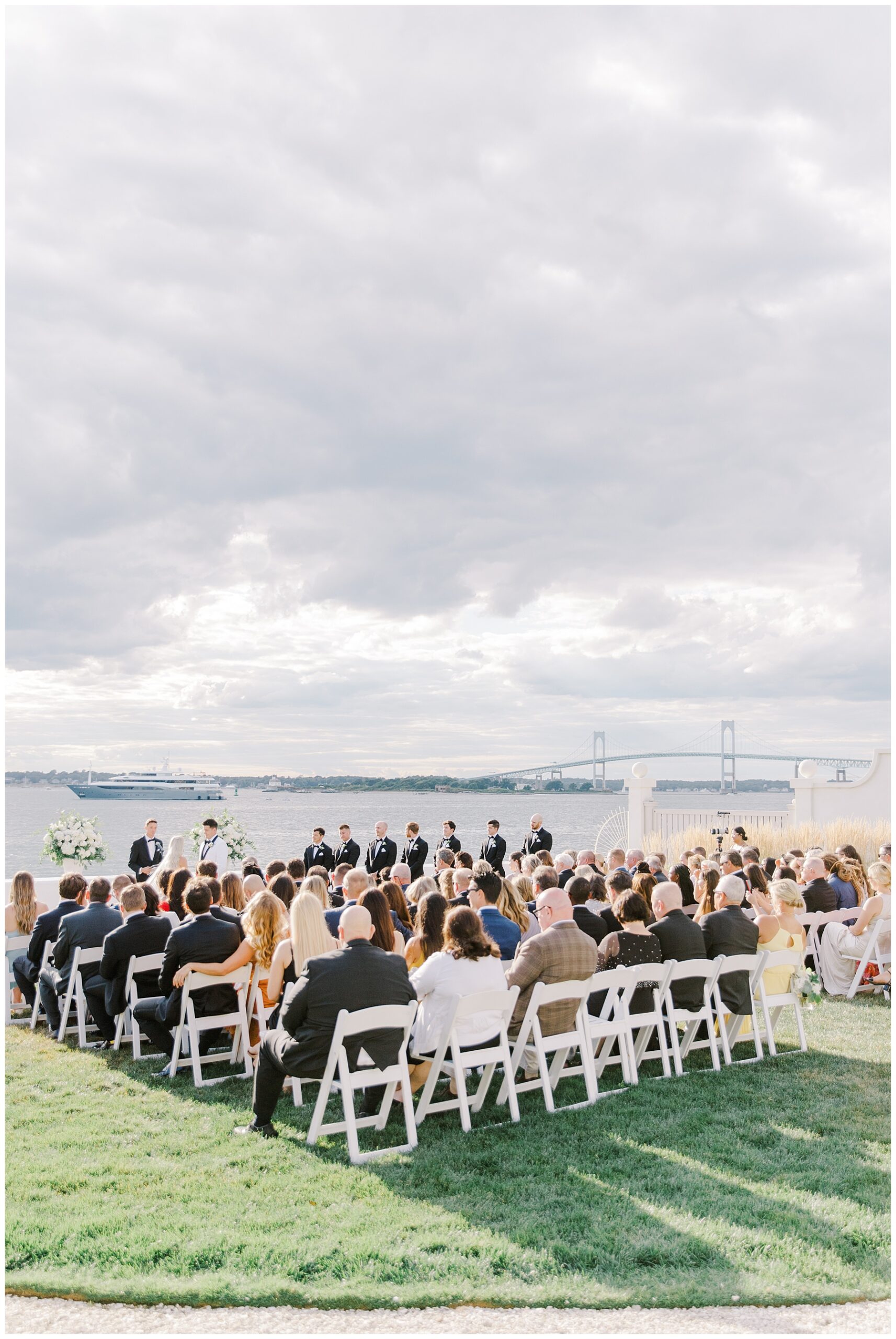 oceanfront wedding ceremony in Newport RI at Belle Mer