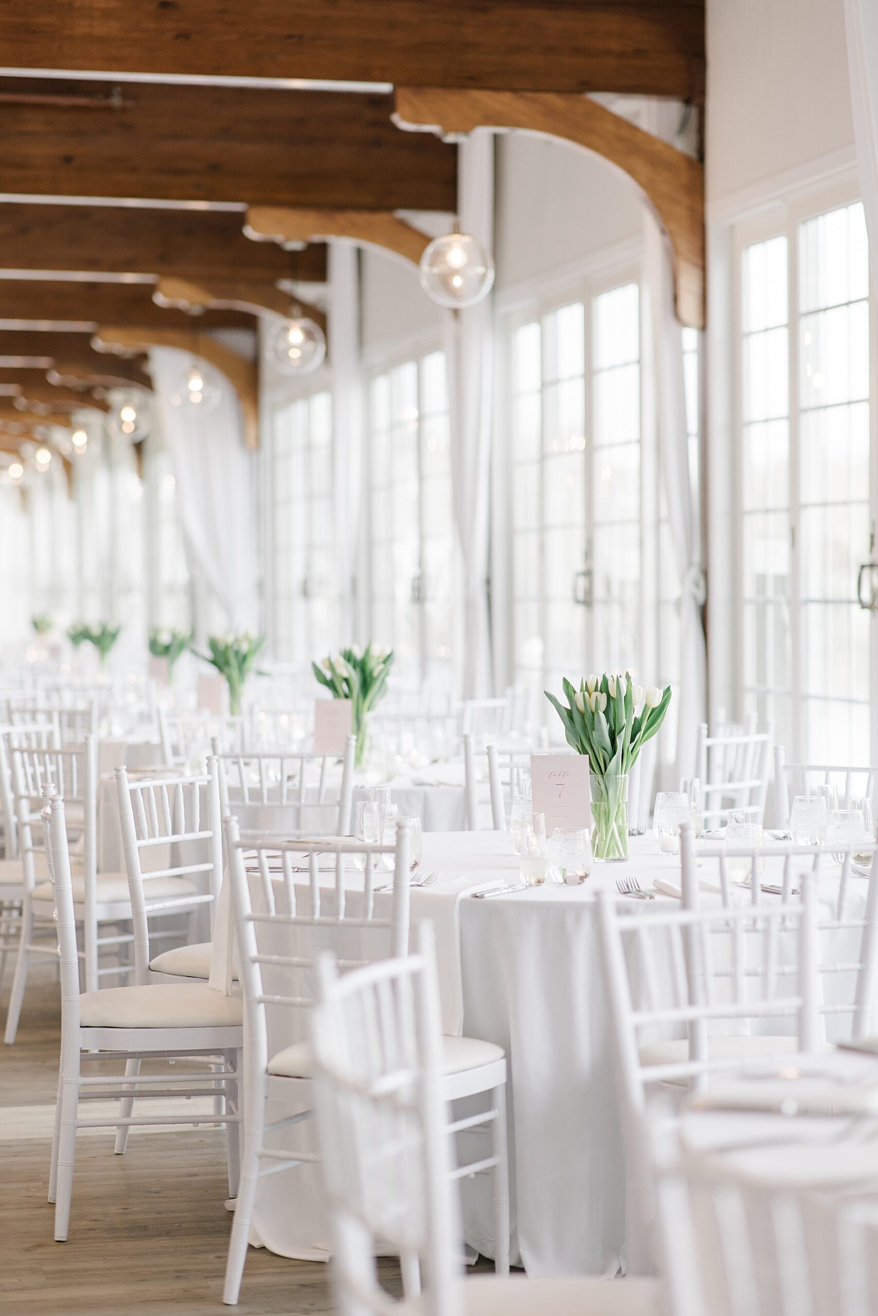 light and airy reception space inside Wychmere Beach Club Wedding 