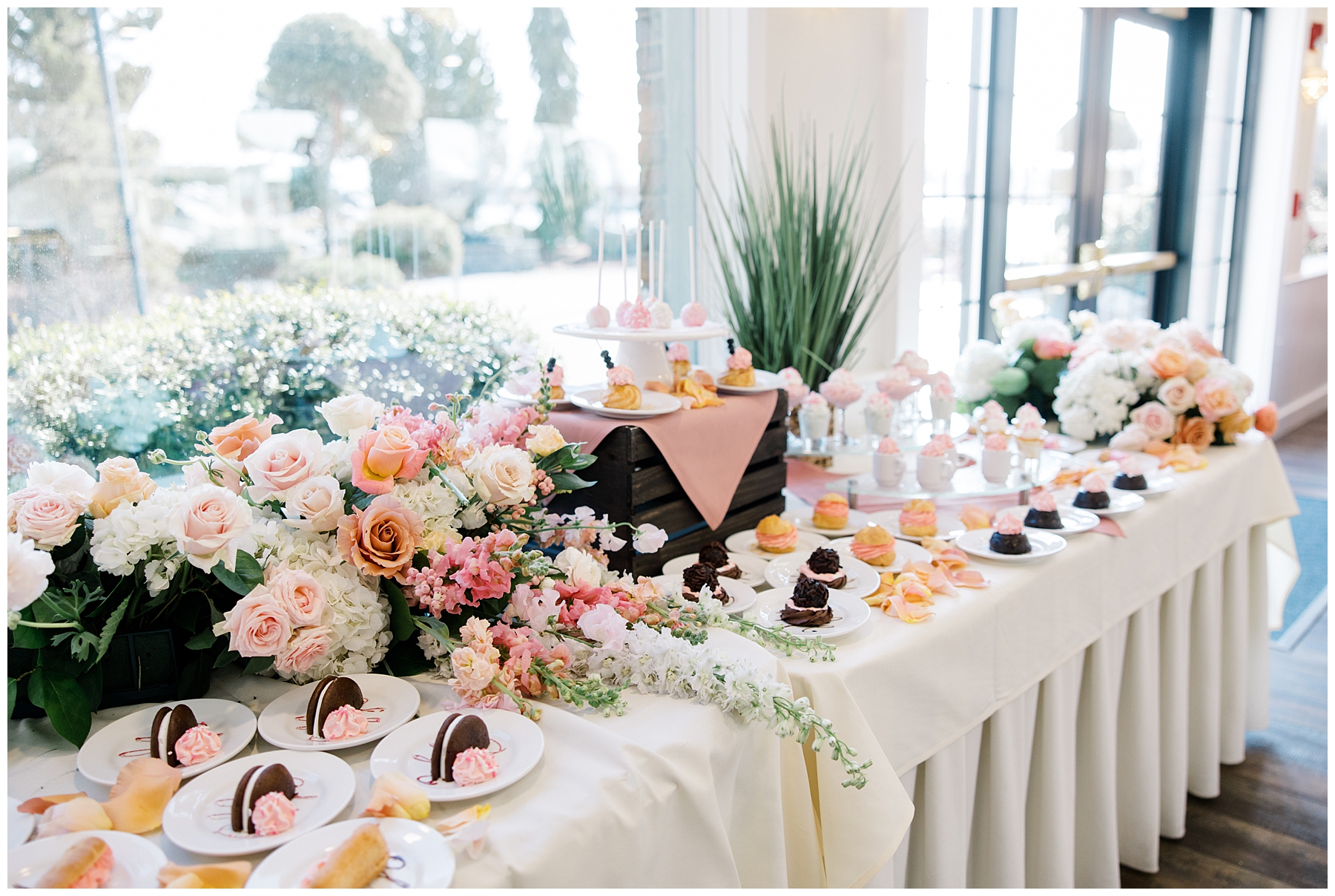 dessert table display from Dreamy Danversport Bridal Shower photographed by Boston Engagement photographer Stephanie Berenson