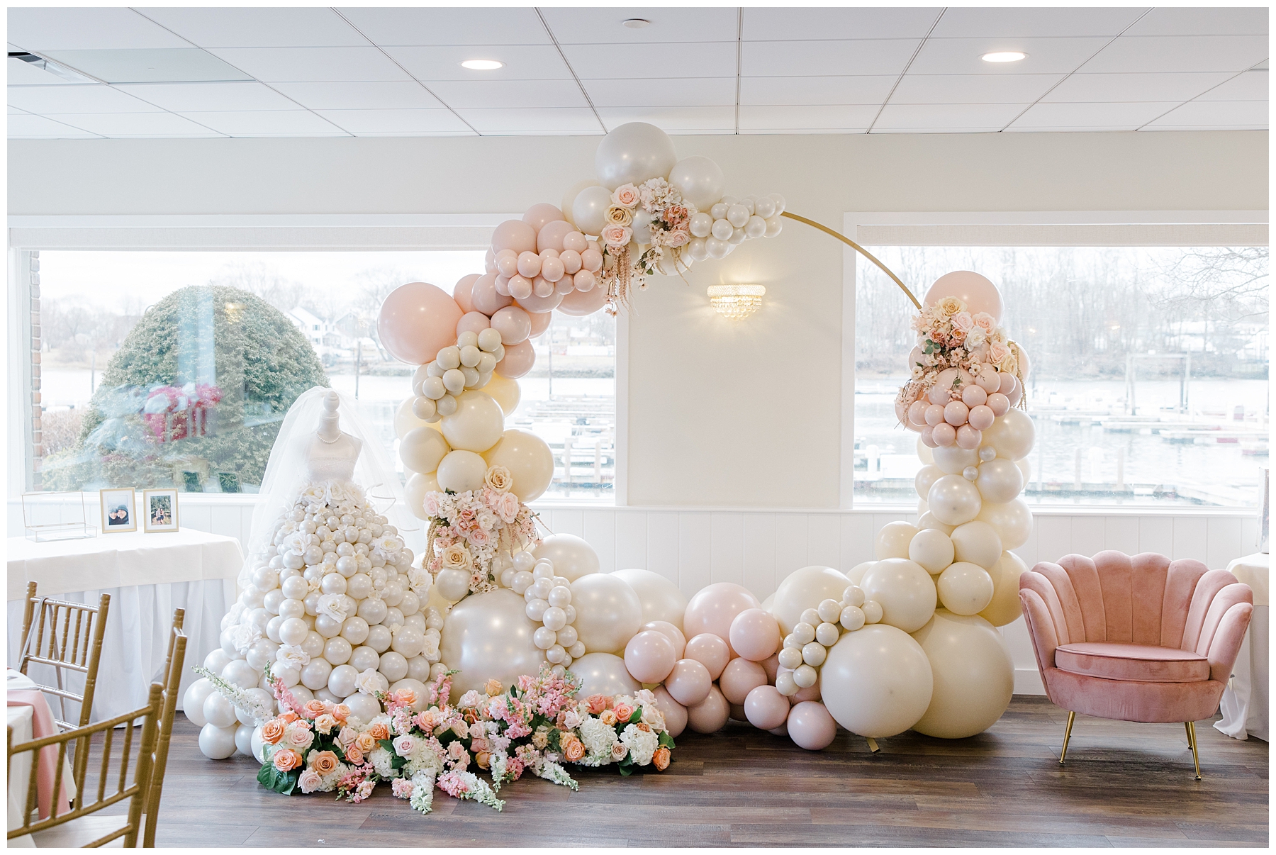 impressive balloon display from Dreamy Danversport Bridal Shower photographed by Stephanie Berenson Photography, a Boston Engagement photographer