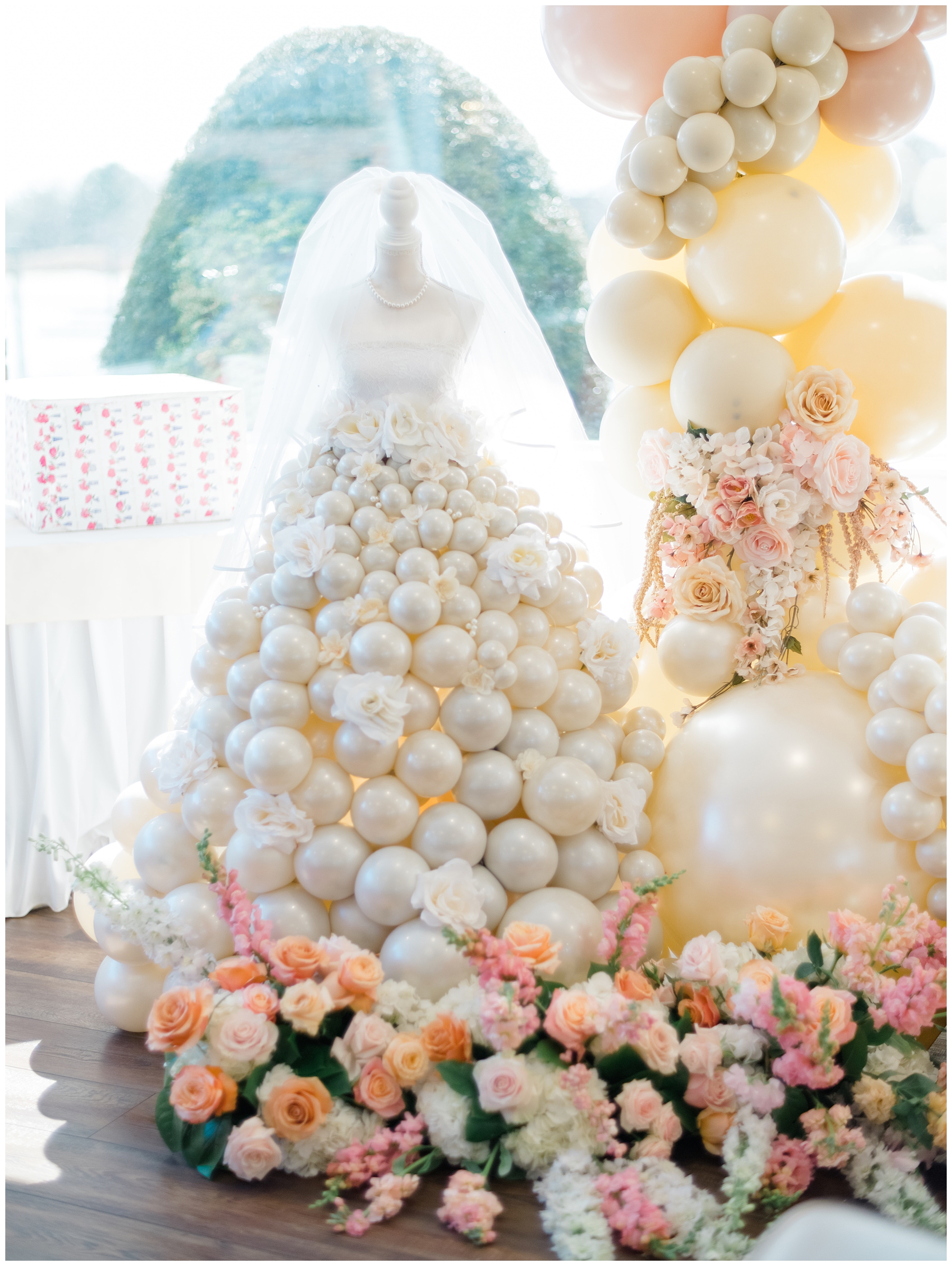 bride balloon display by Balloonacy Boston from Dreamy Bridal shower photographed by Boston Engagement photographer Stephanie Berenson