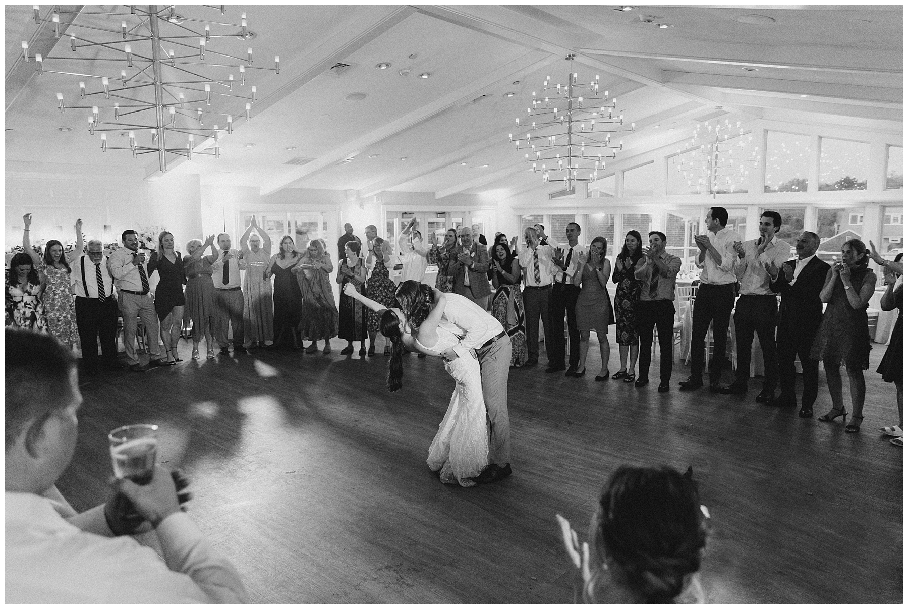 bride and groom dance at Modern Cape Cod Wedding at Wychmere Beach Club