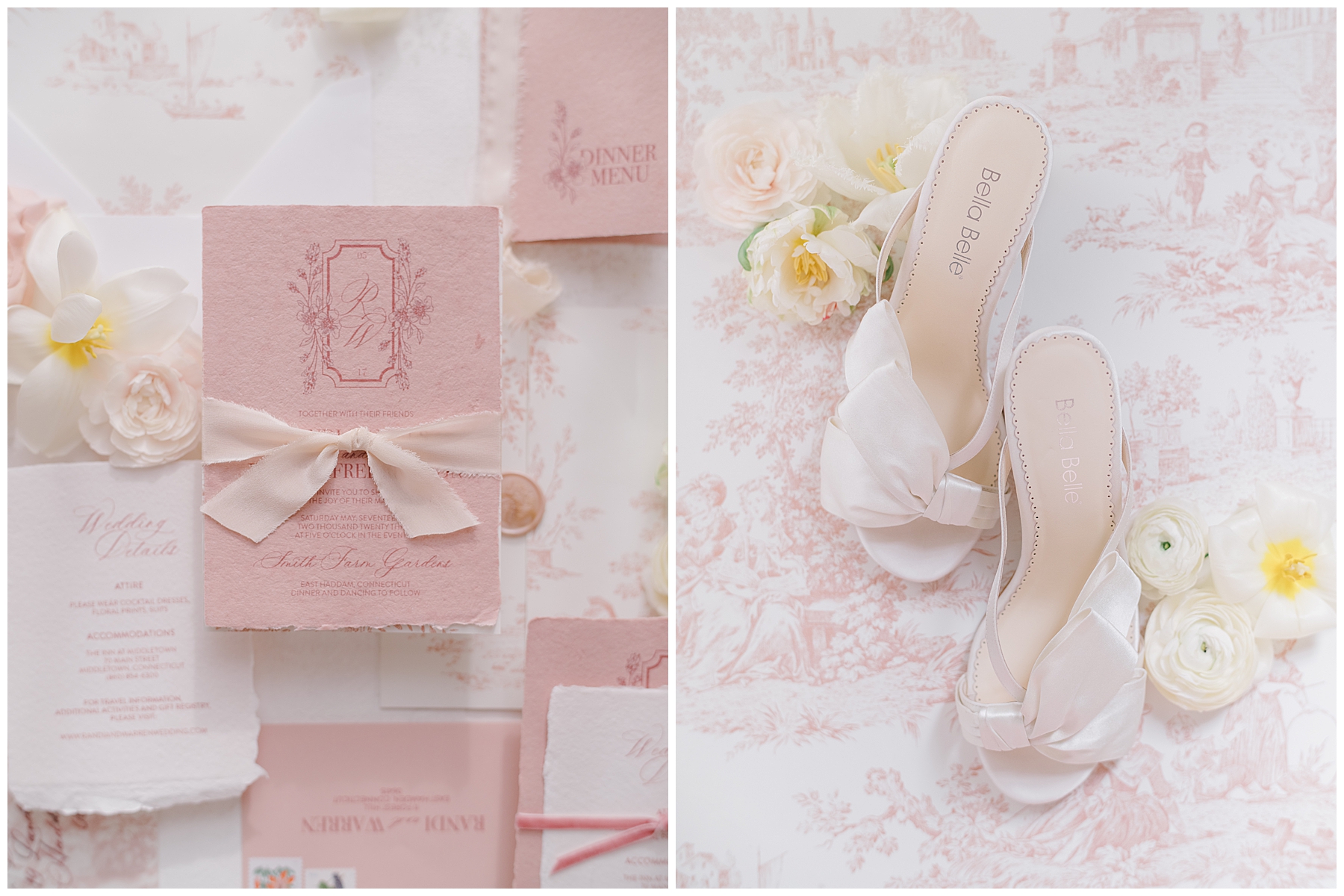 romantic wedding details in blush tones 