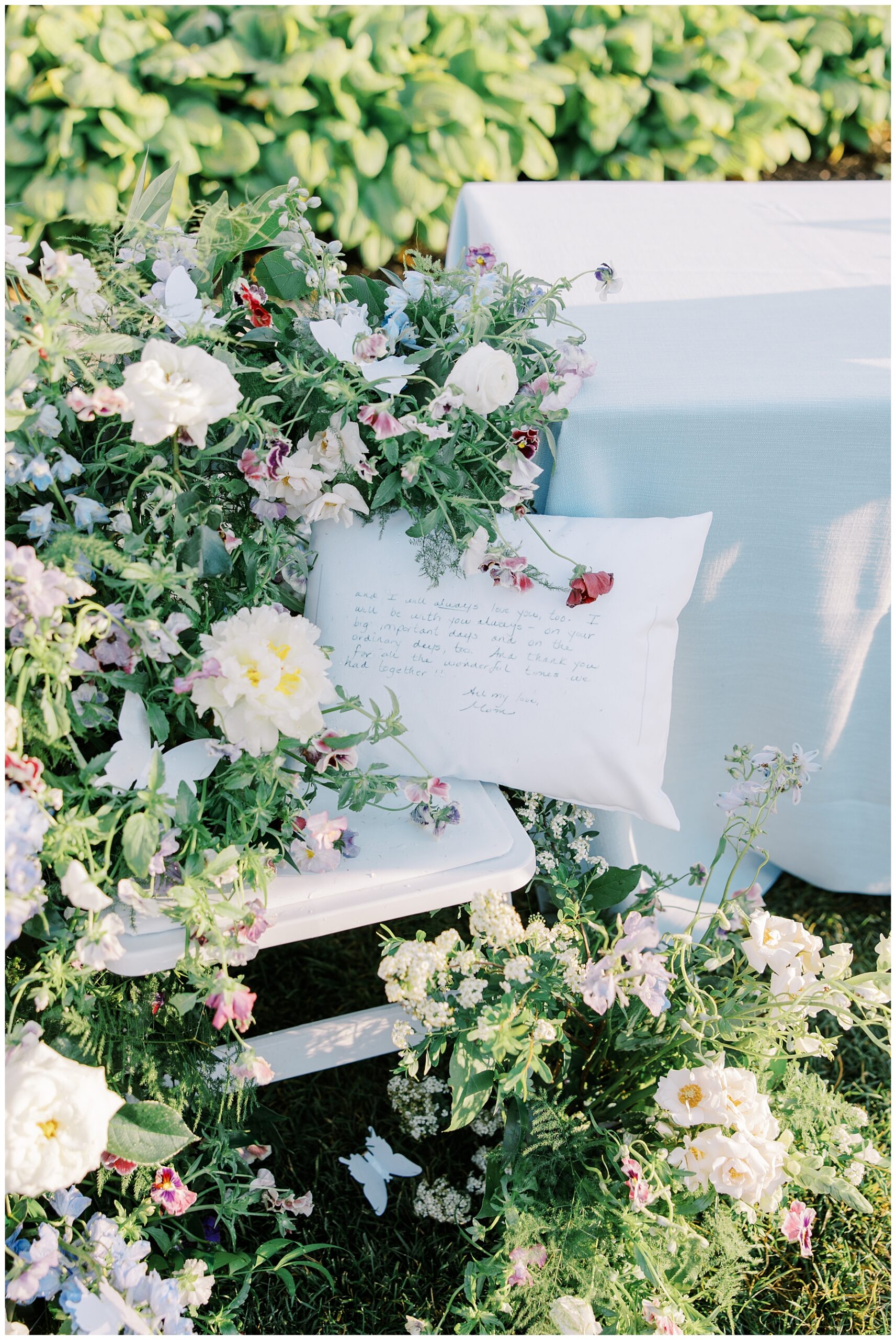 outdoor wedding ceremony with florals