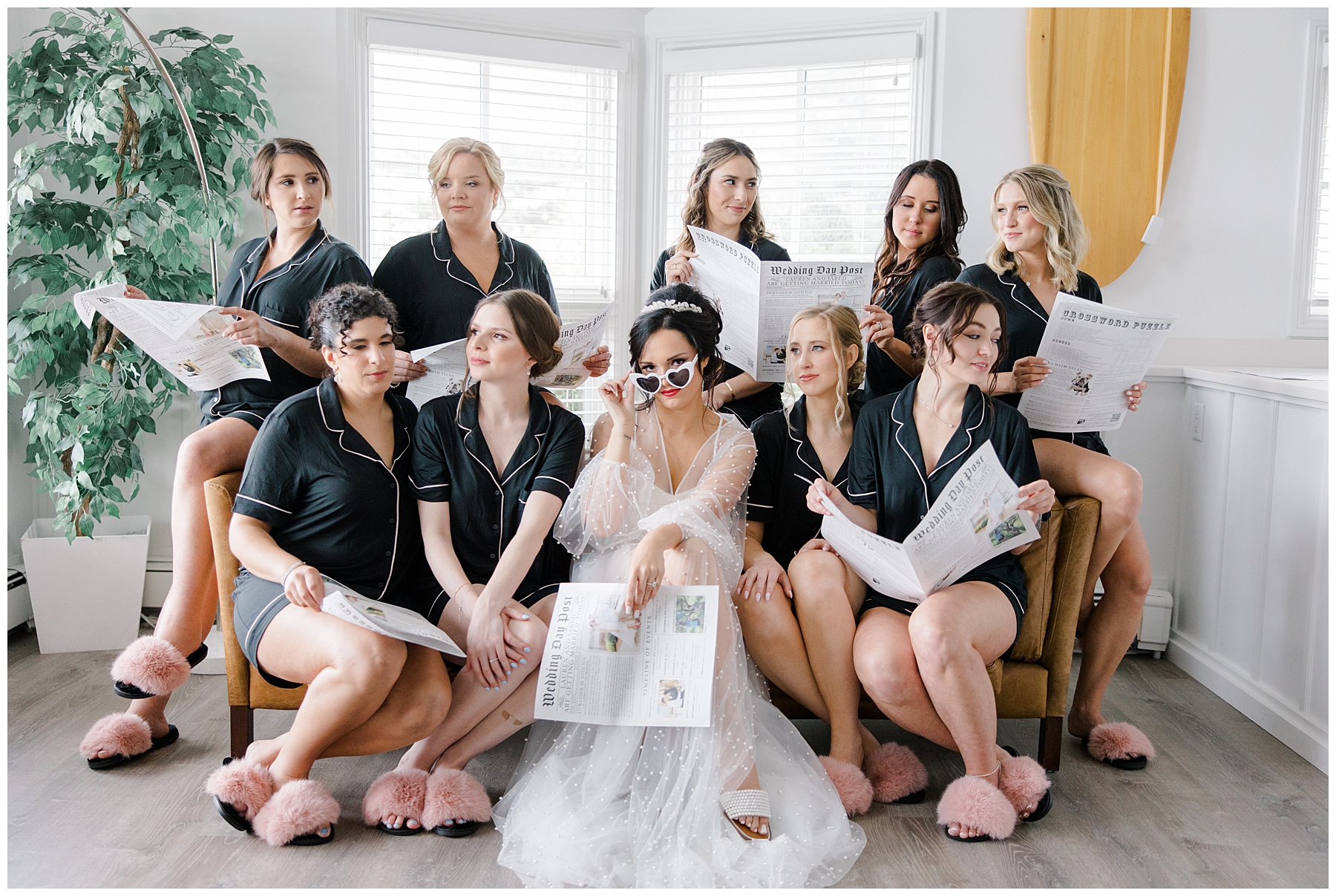 fun and personalized wedding portraits of wedding party 