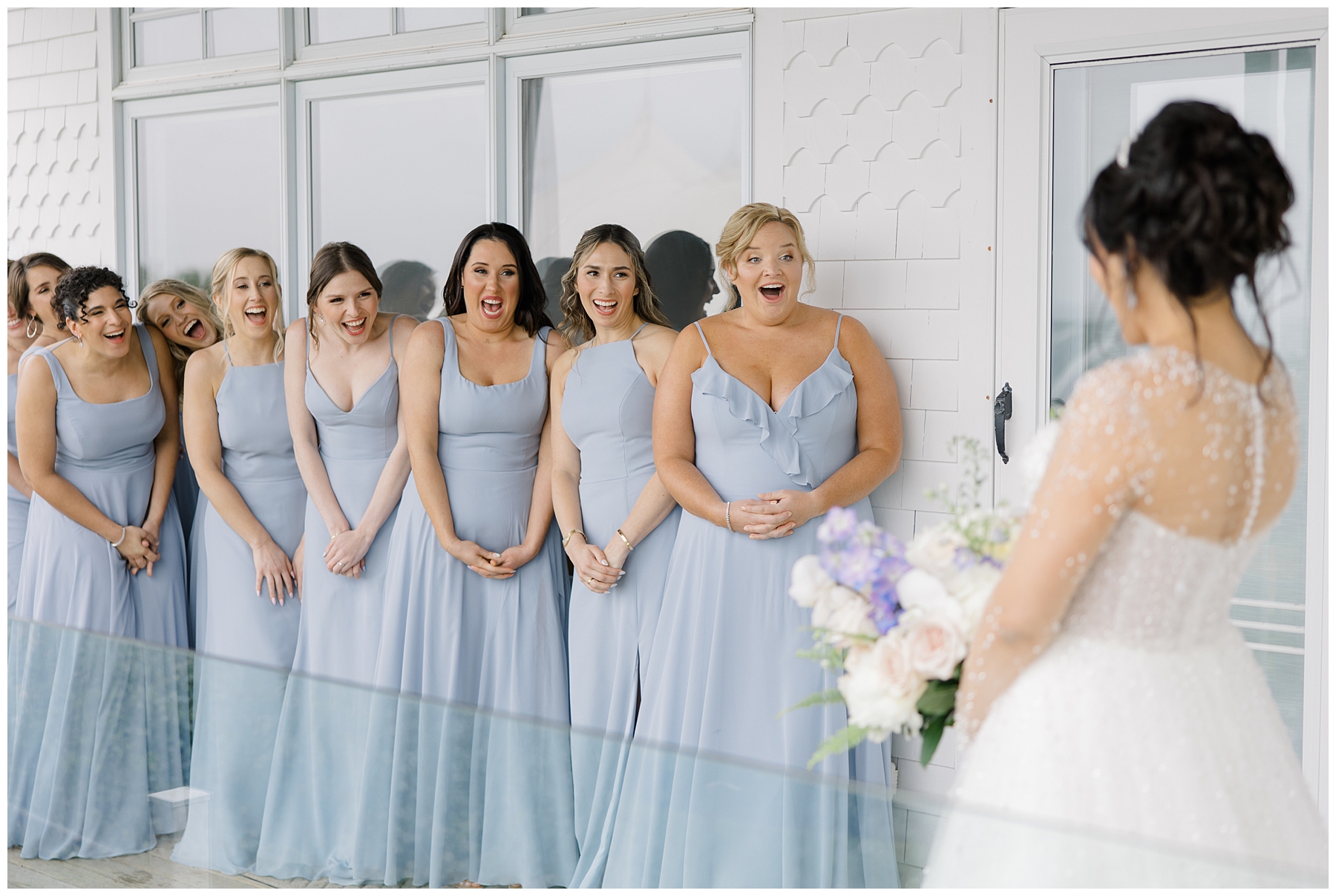 bridesmaid's first look with bride