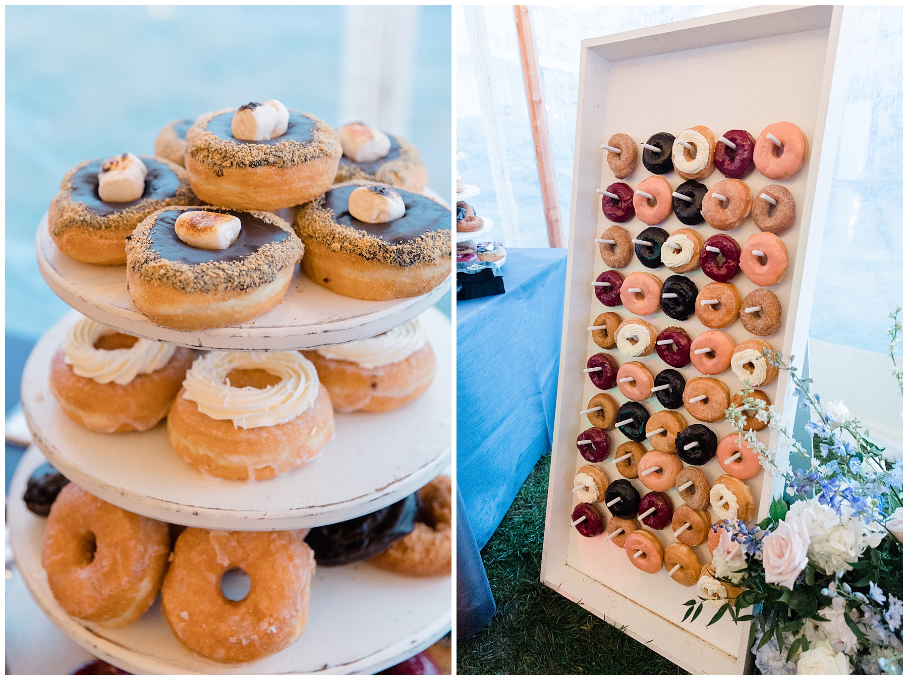 donut wall from wedding reception in York, Maine