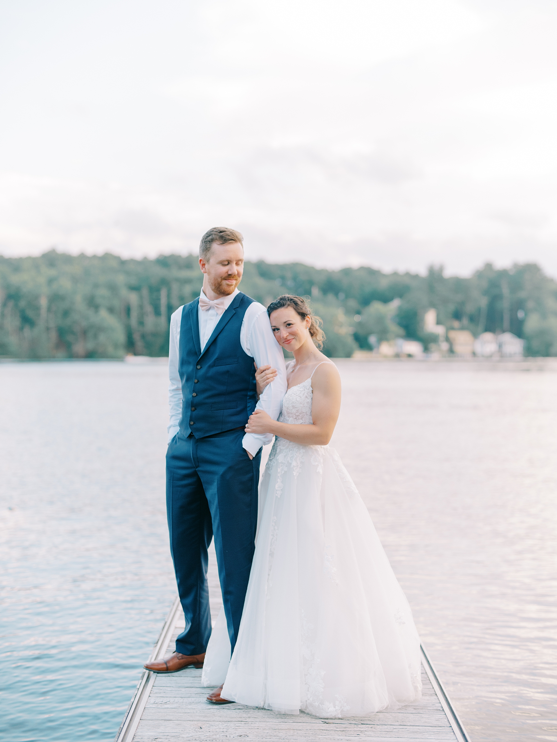 sunset wedding portraits by the water 