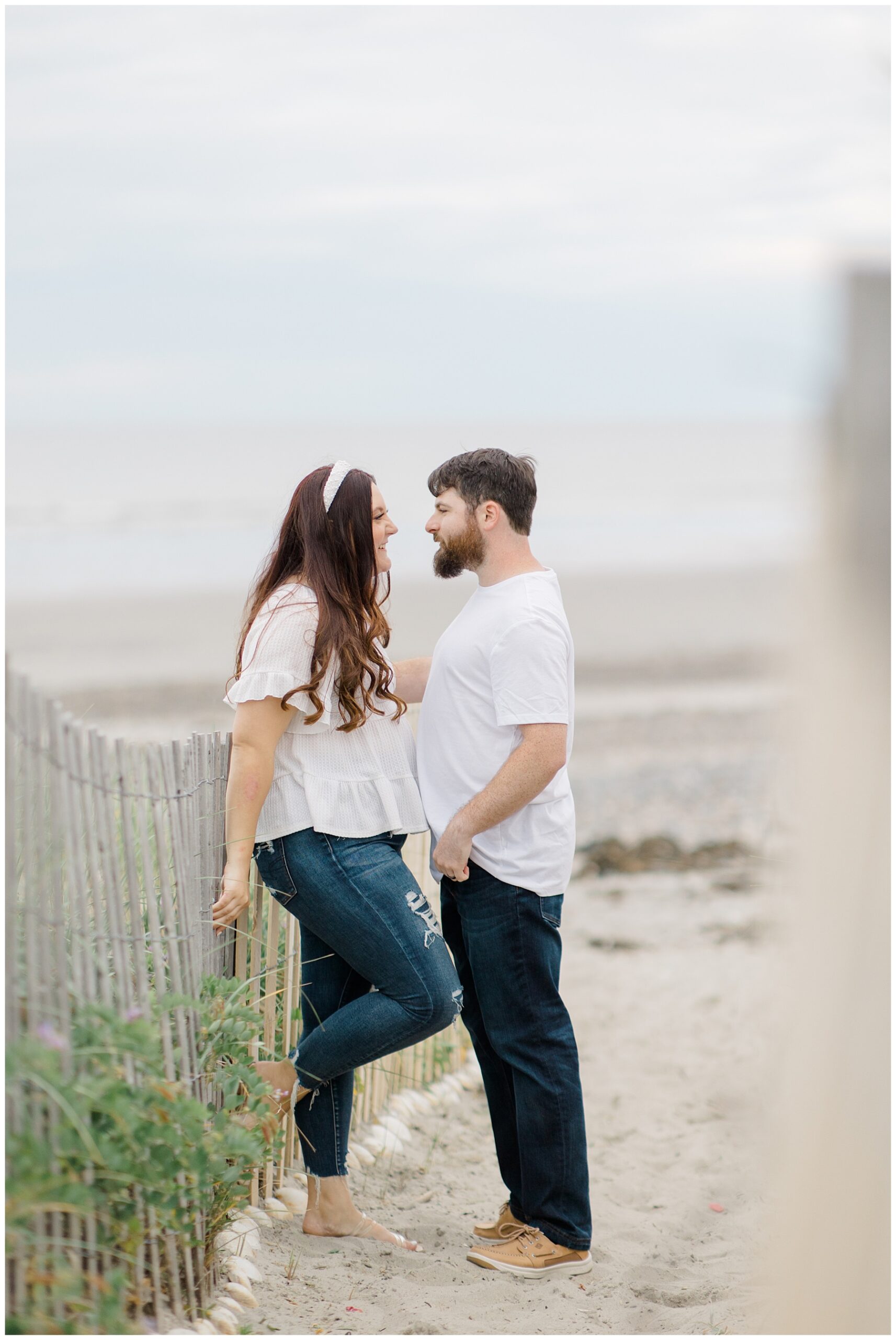 Light and airy engagement portaits from Nantasket Beach