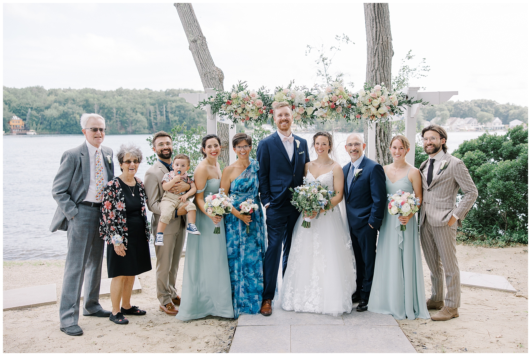 family formals from New England wedding at Lake Pearl