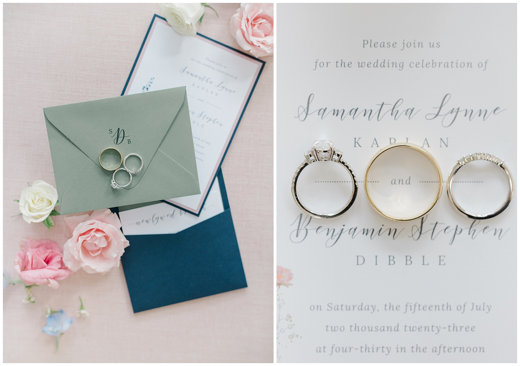 wedding invitations and flat lay design from Lake Pearl Wedding