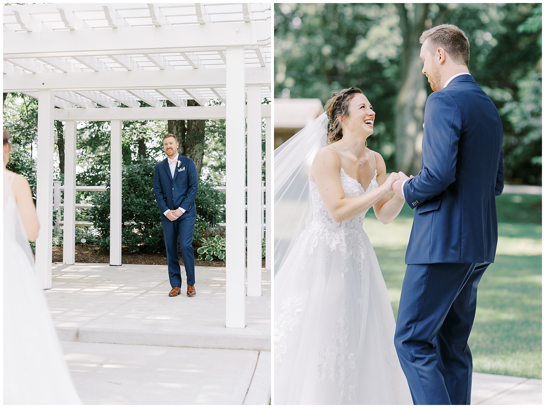 first look reactions from Lake Pearl Wedding
