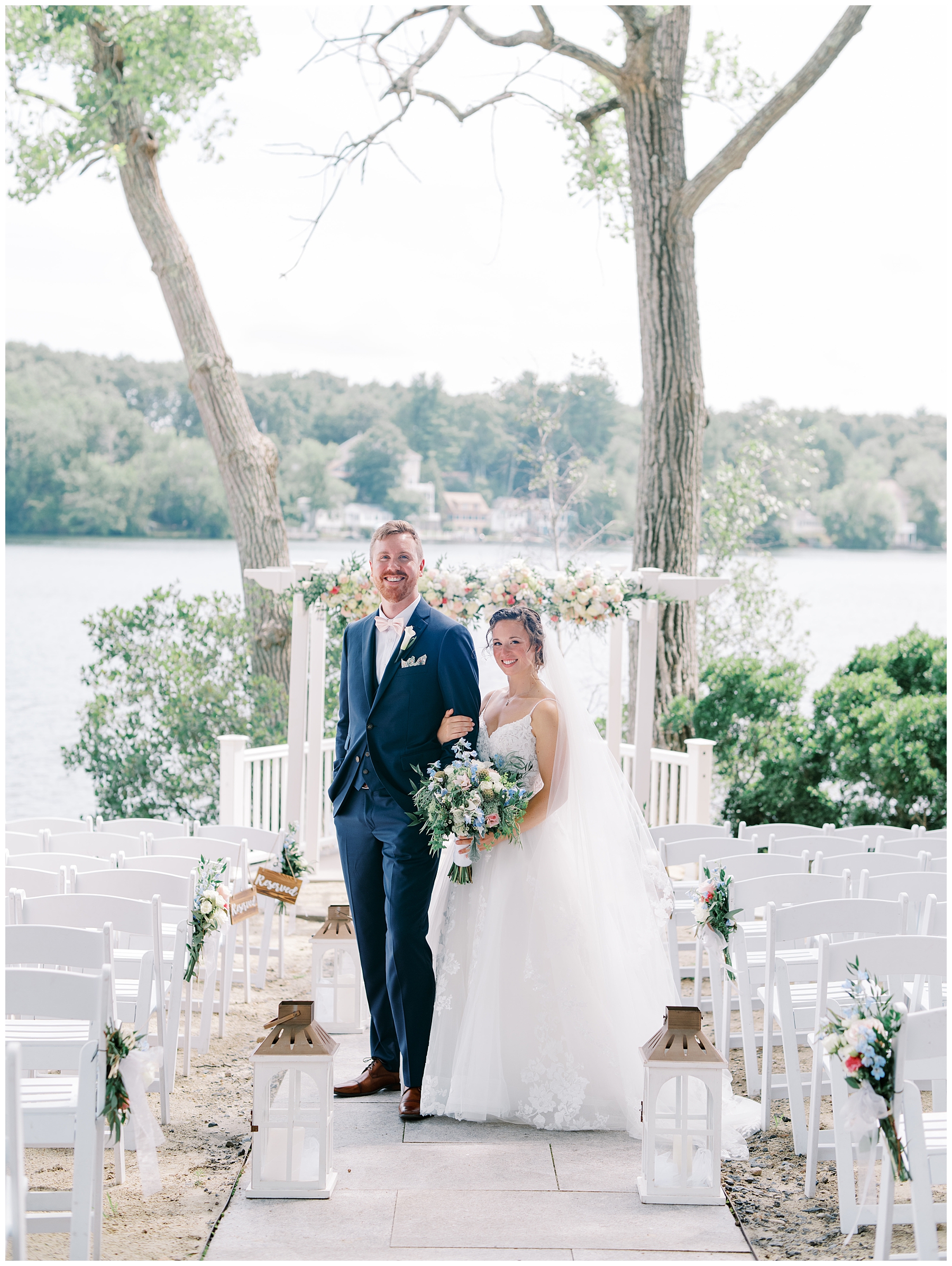 bride and groom portraits by Lake Pearl in Wrentham MA photographed by Stephanie Berenson Photography, a Boston wedding photographer