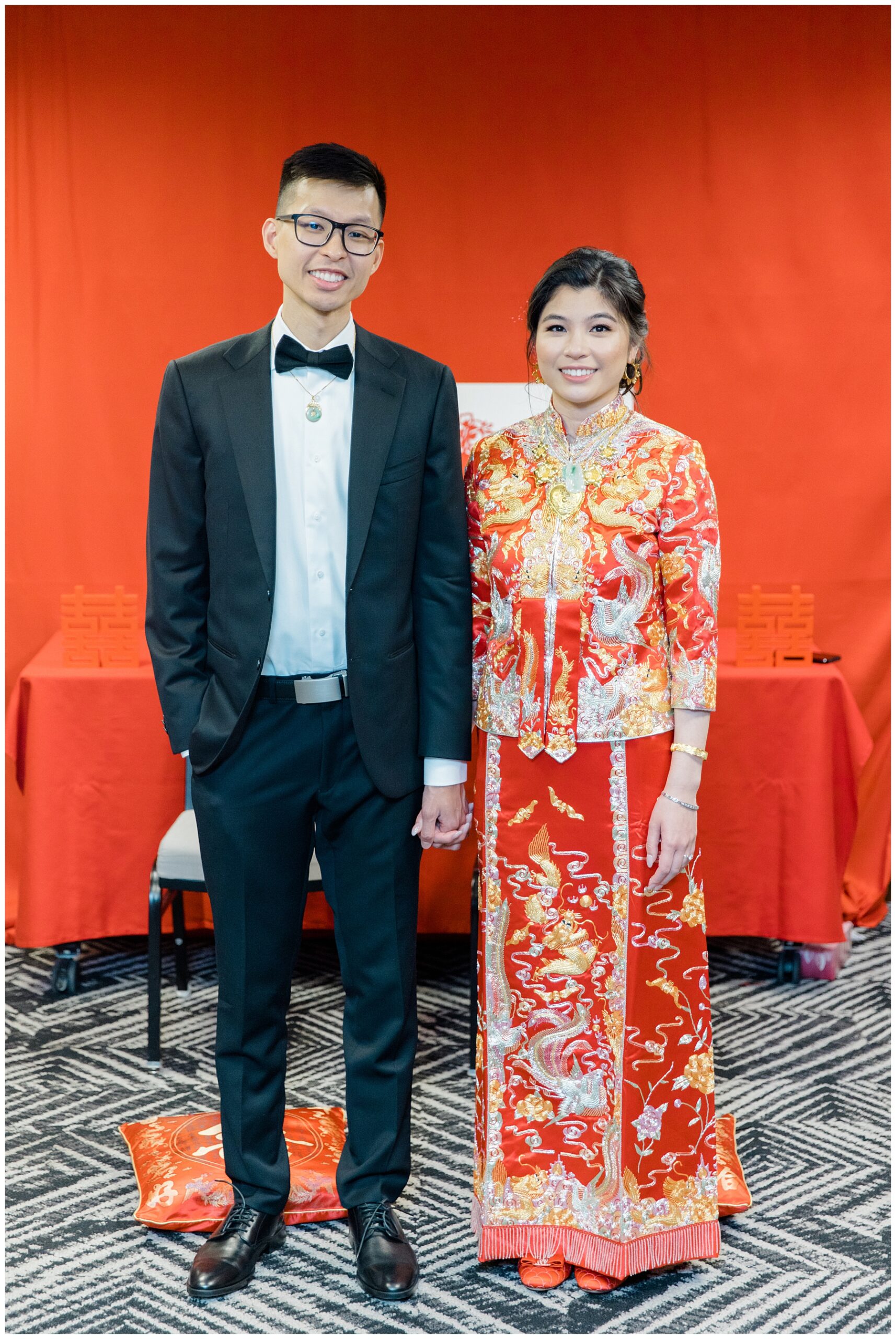 couple celebrate Chinese heritage on wedding day with traditional Chinese Tea Ceremony