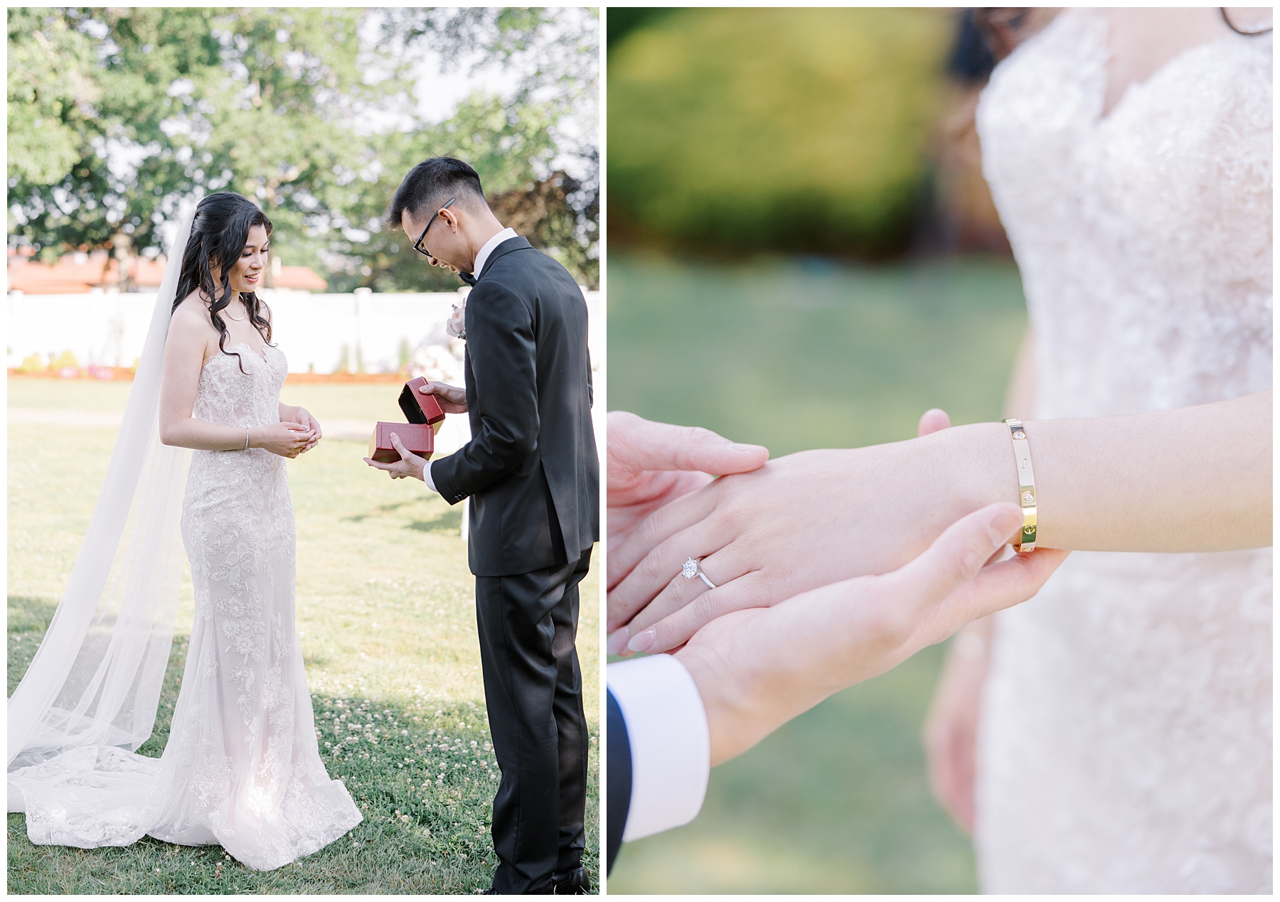 groom gives bride a Cartier bracelet 