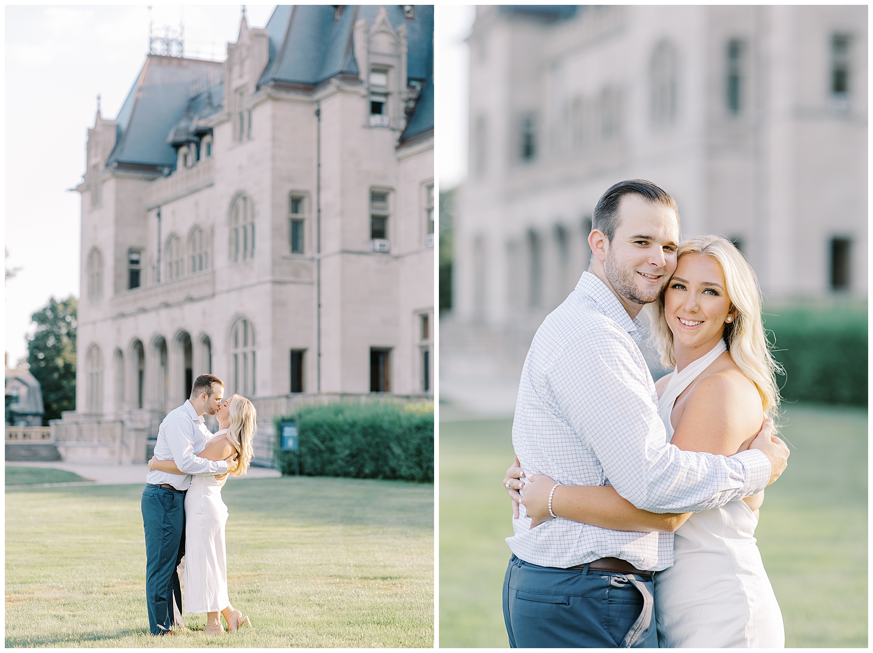 timeless engagement portraits at Ochre Court in Newport RI