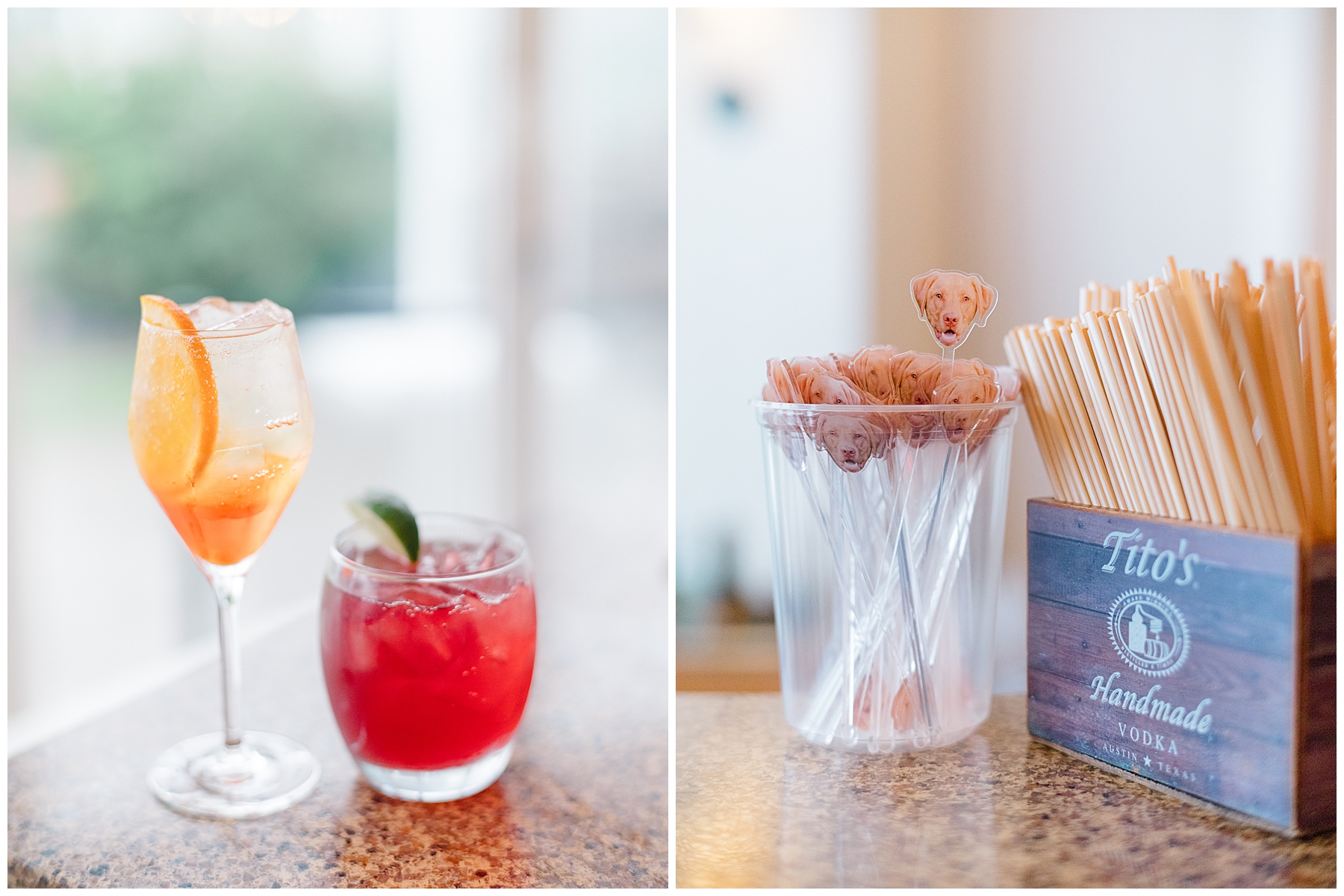 signature cocktails and custom drink stirrers of dog 