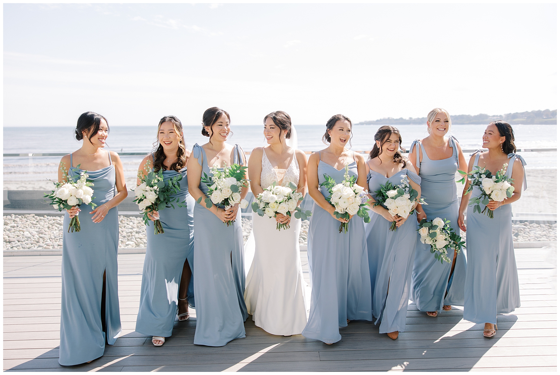 bridal party portraits by the water at Newport Beach House Wedding