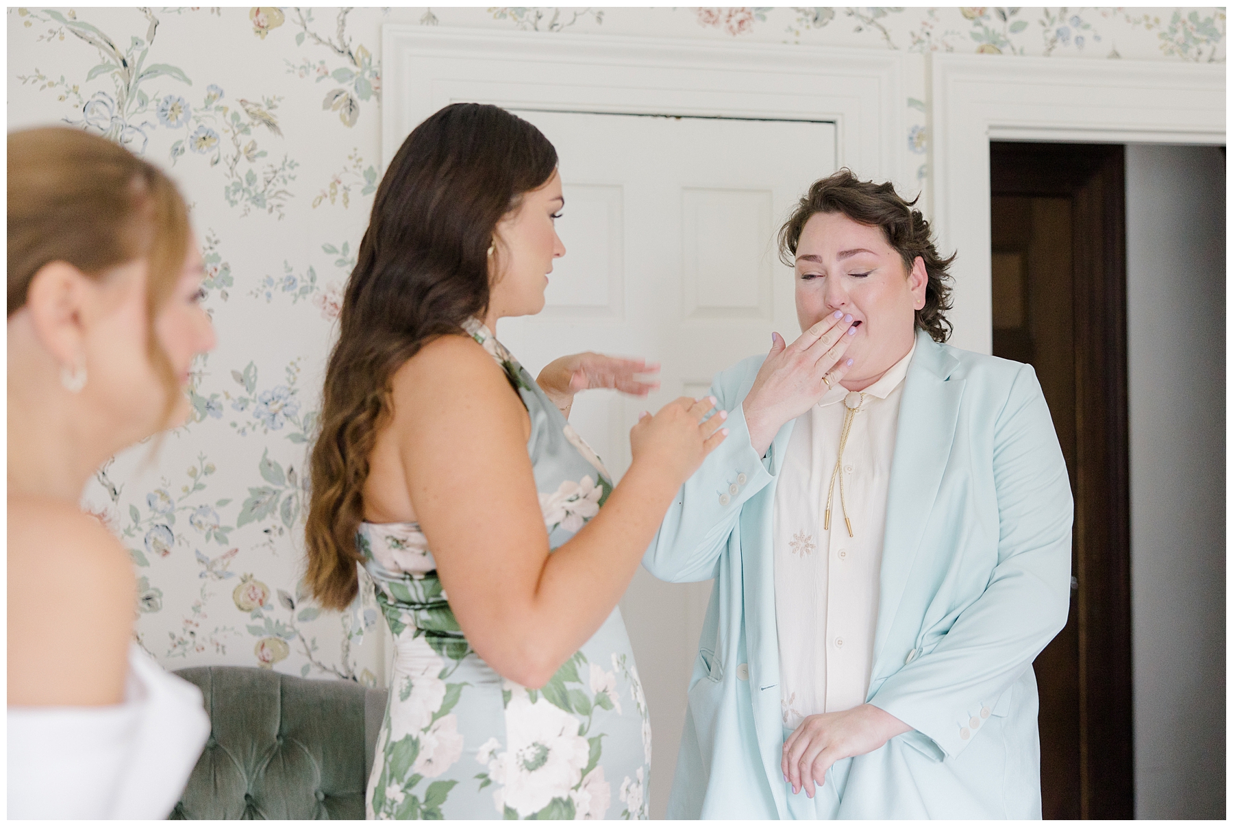 emotional moment as bride gets ready